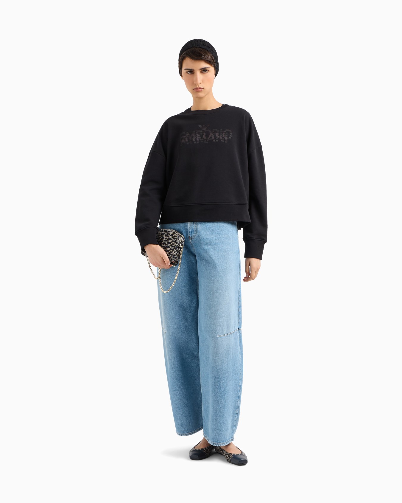 Sweatshirt in French terry cotton with oversized logo Slide 1