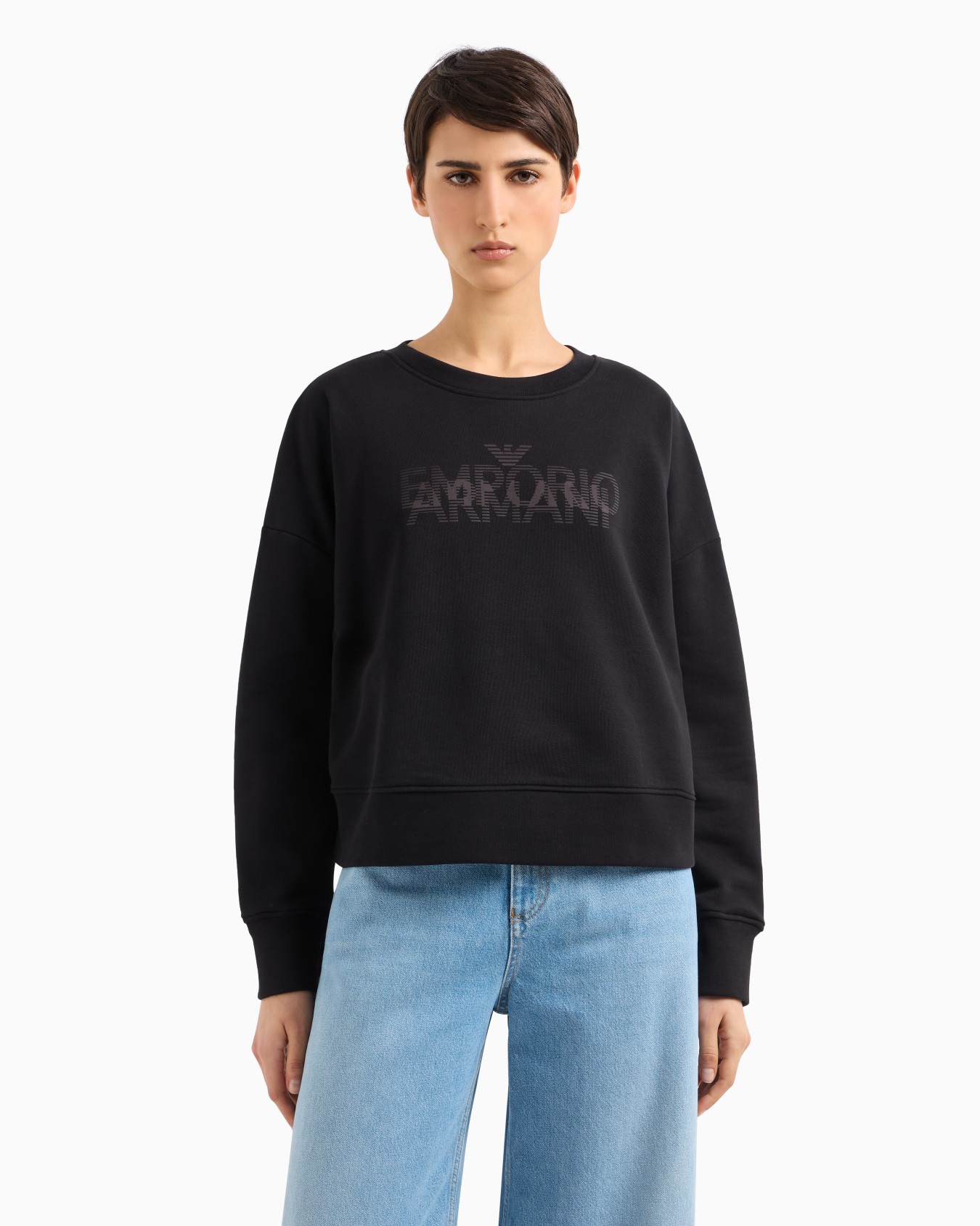 Sweatshirt in French terry cotton with oversized logo Slide 3