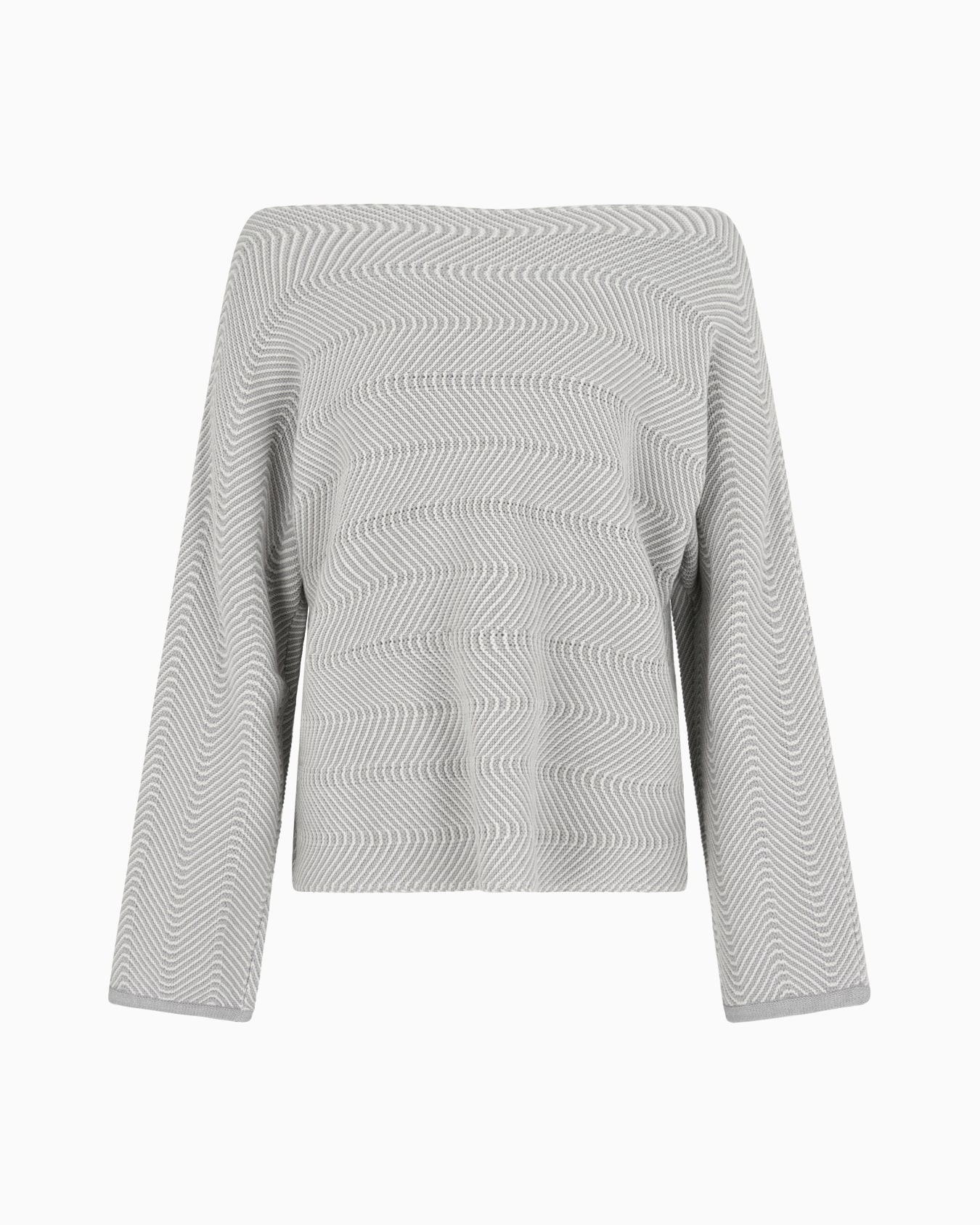 Wavy chevron motif boat neck jumper Slide 0