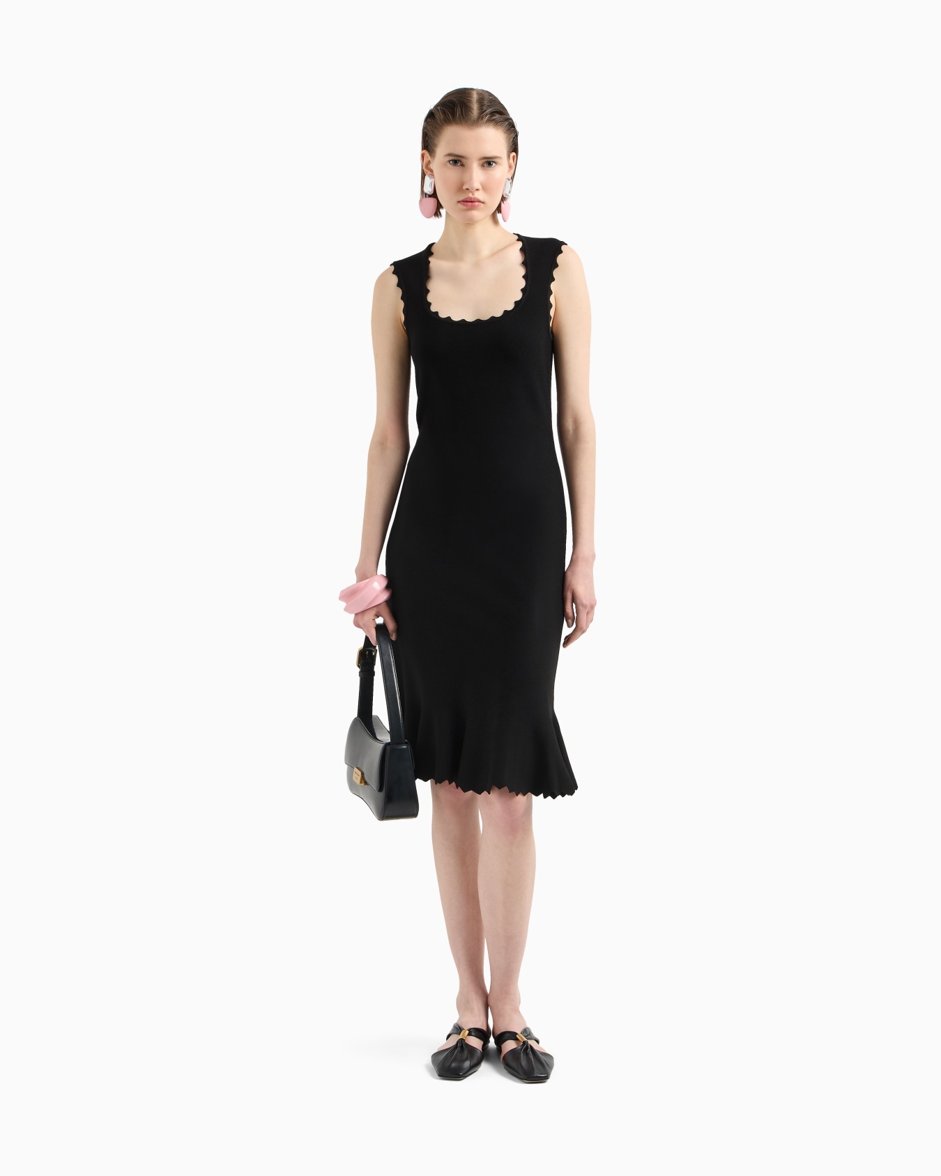 Knitted dress with scalloped edges  Slide 1