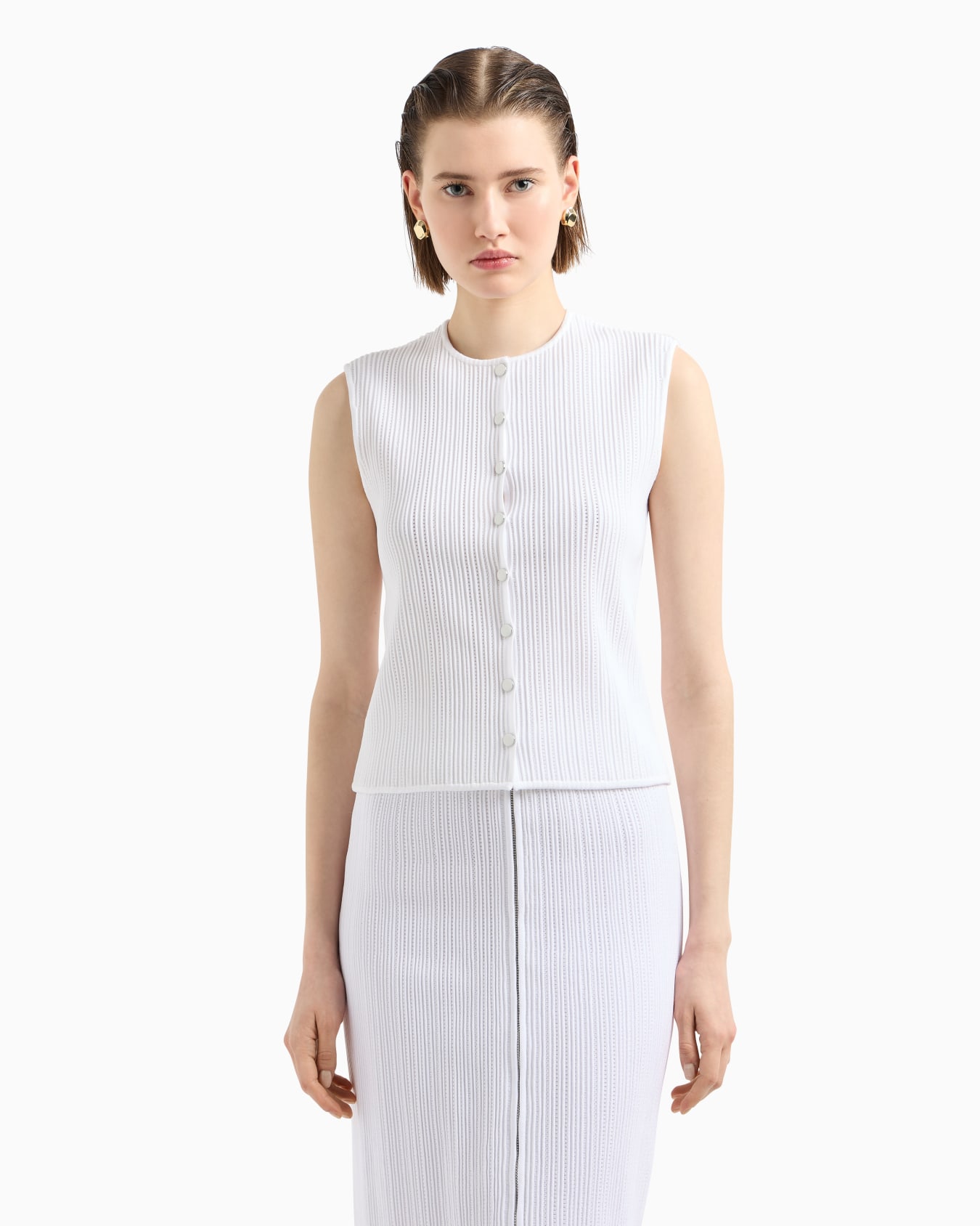 Perforated ottoman fabric waistcoat Slide 3