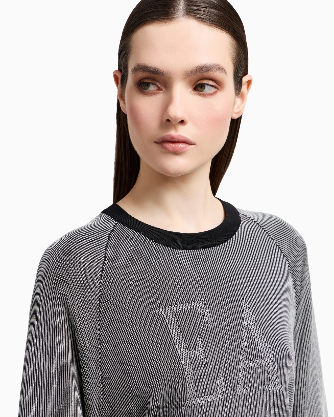 Two-tone fisherman’s rib jumper with EA logo Slide 4