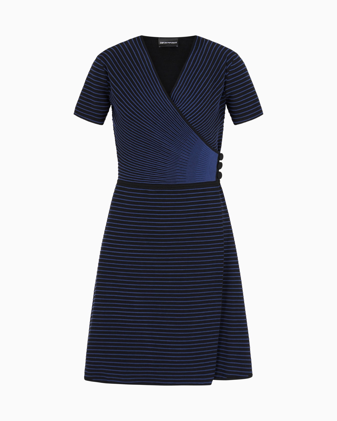 Ottoman fabric cross-over neckline dress Slide 0