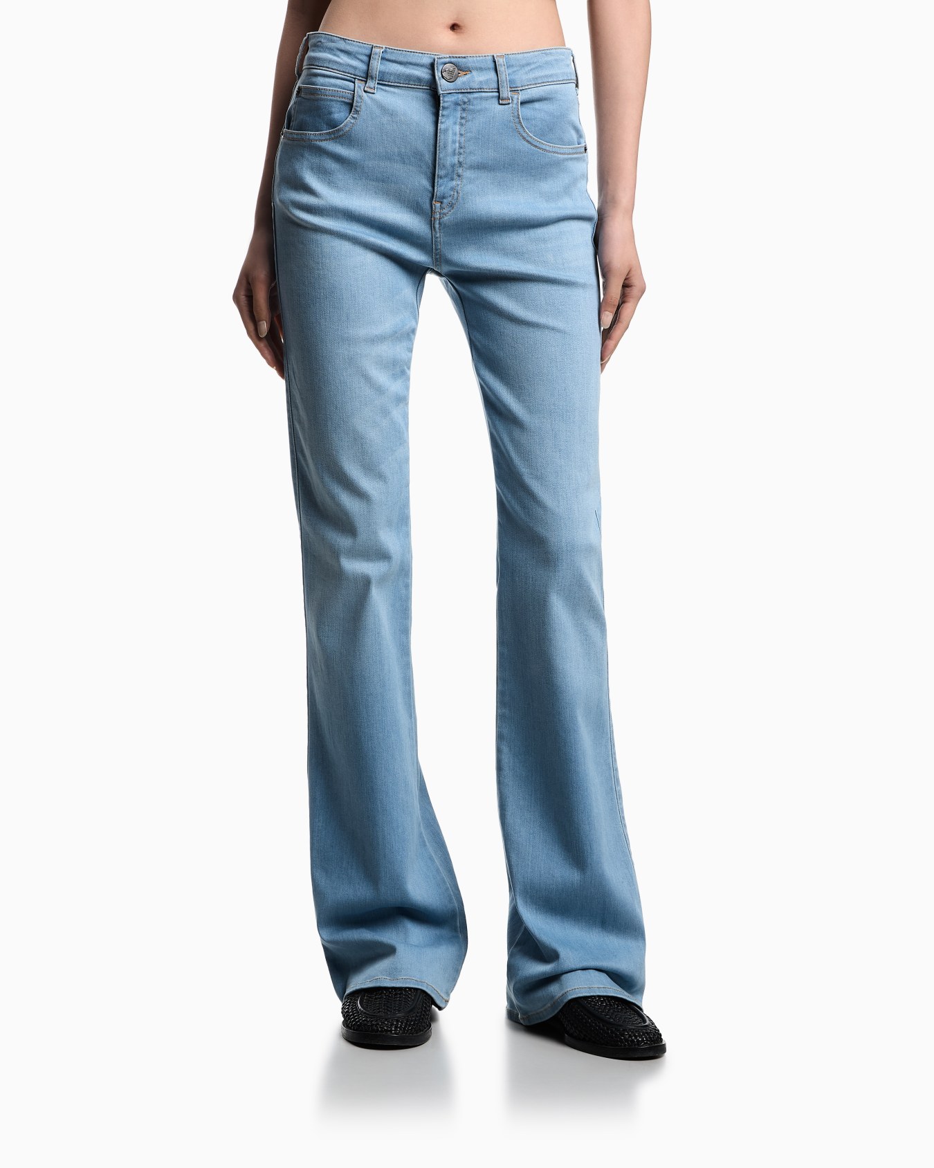 J47 mid-high rise flared-hem jeans in stretch denim Slide 3
