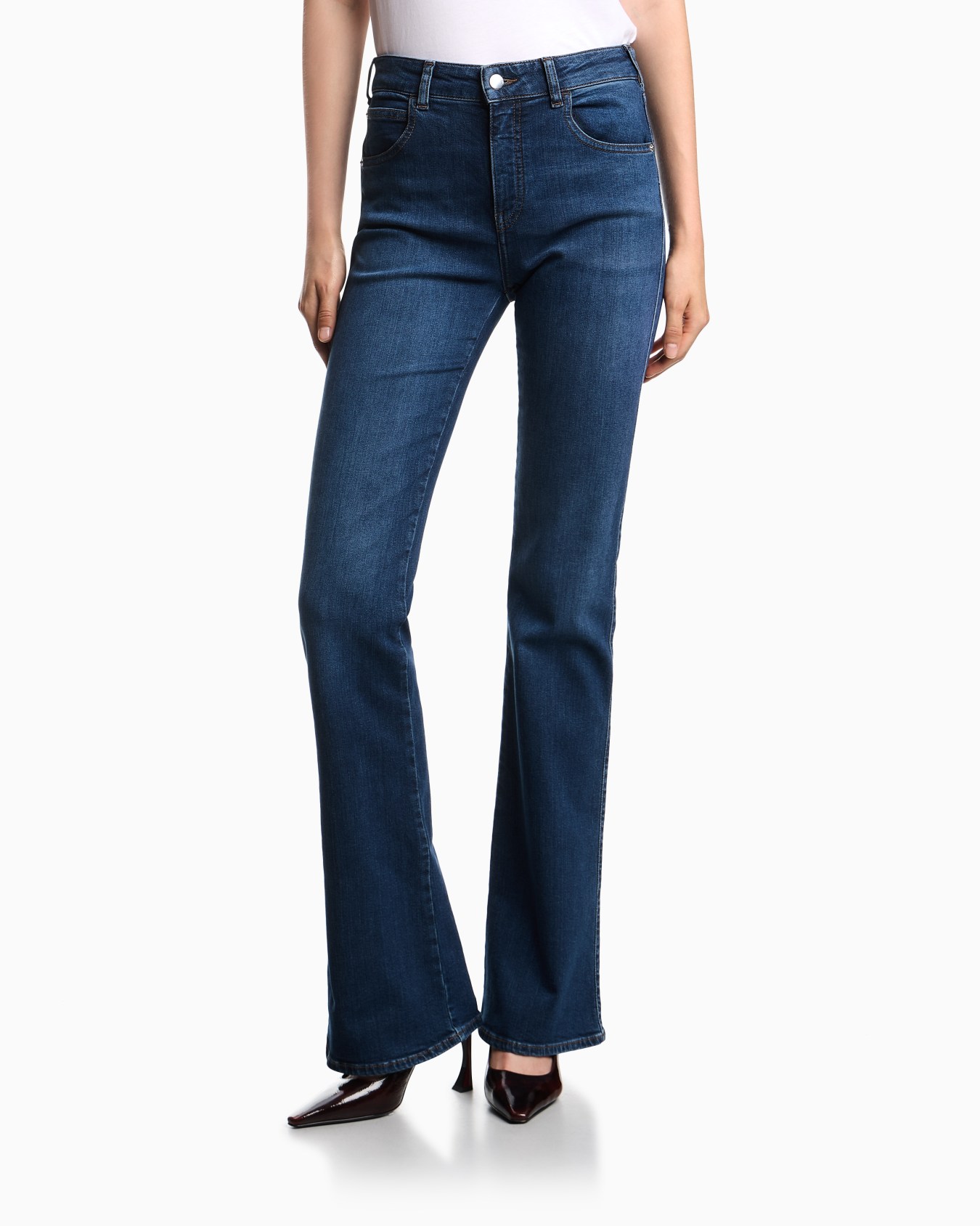 J47 Mid-high rise jeans with a flared leg in a worn-look stretch denim Slide 3