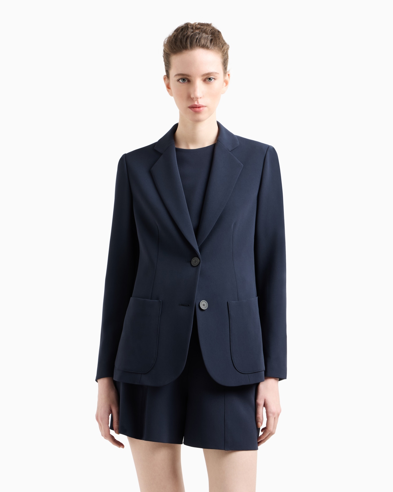 Icon single-breasted blazer in triacetate fabric Slide 3