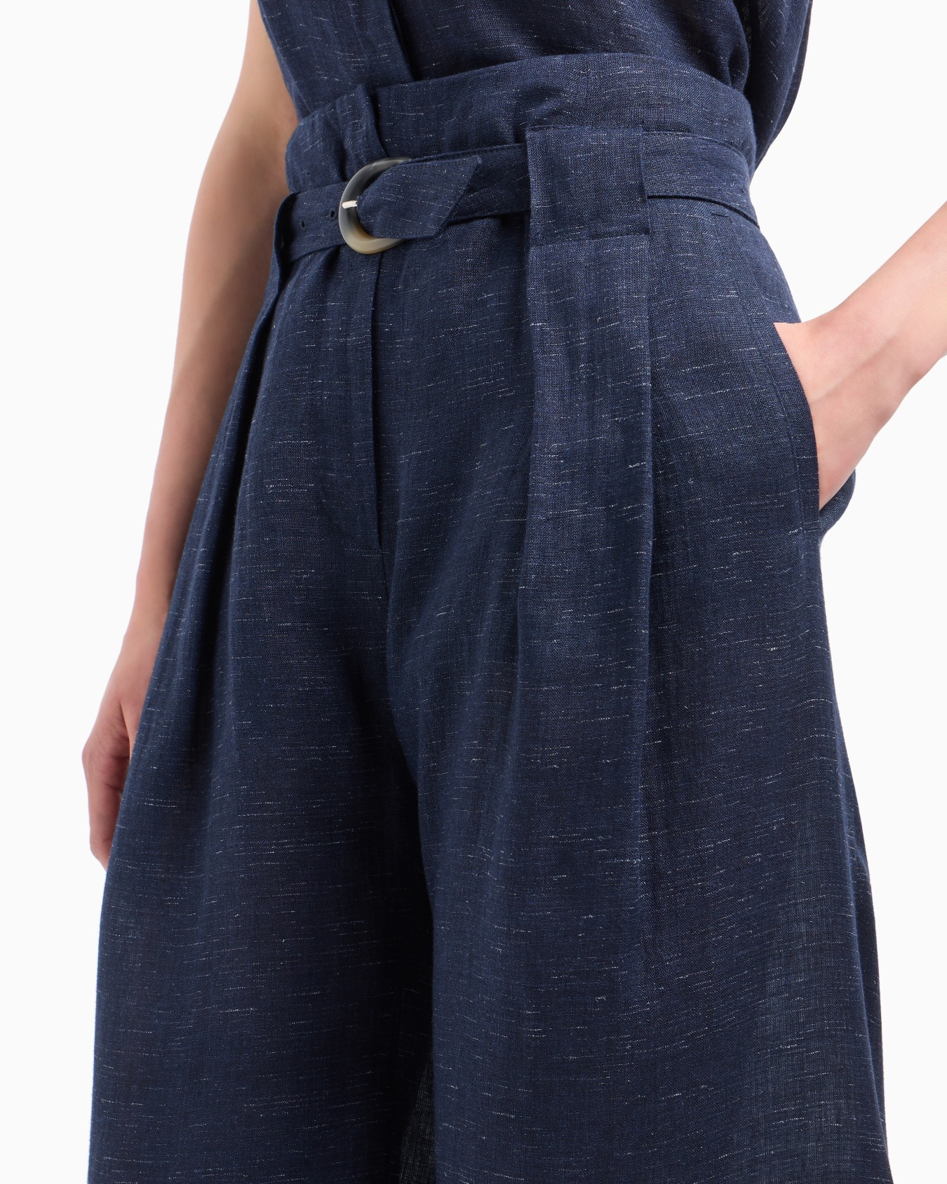 Pantalones con cinturón de cambray de mezcla de lino Icon Diapositiva 5