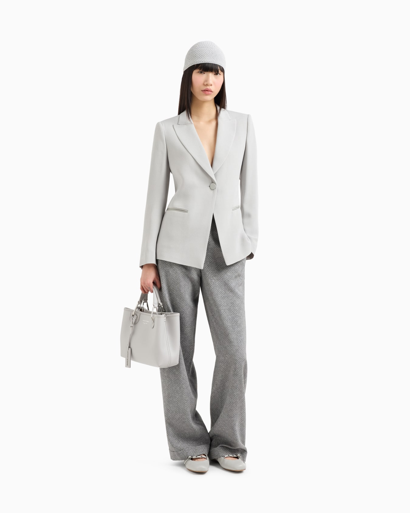Icon chevron acetate-blend single-breasted blazer Slide 1