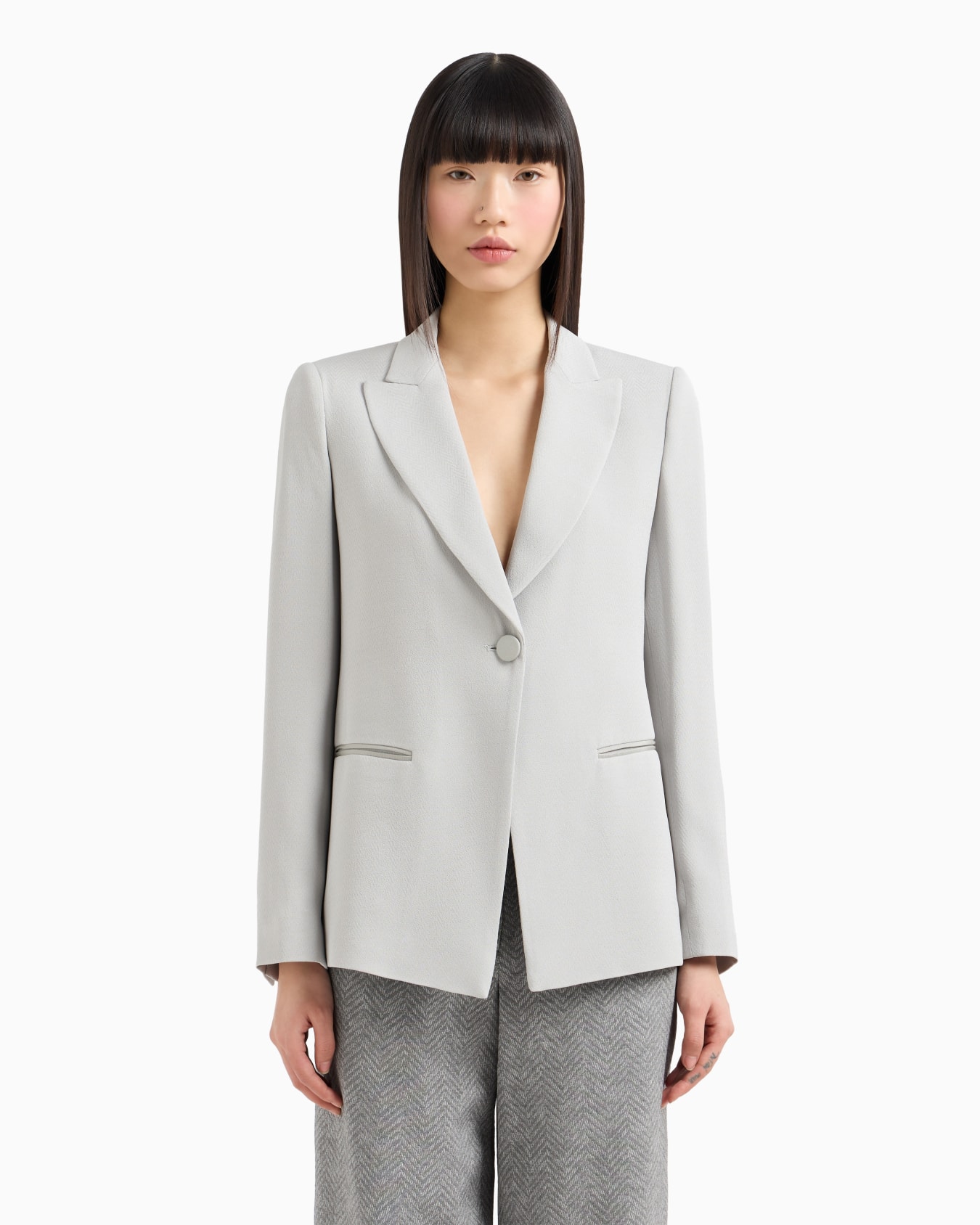 Icon chevron acetate-blend single-breasted blazer Slide 3