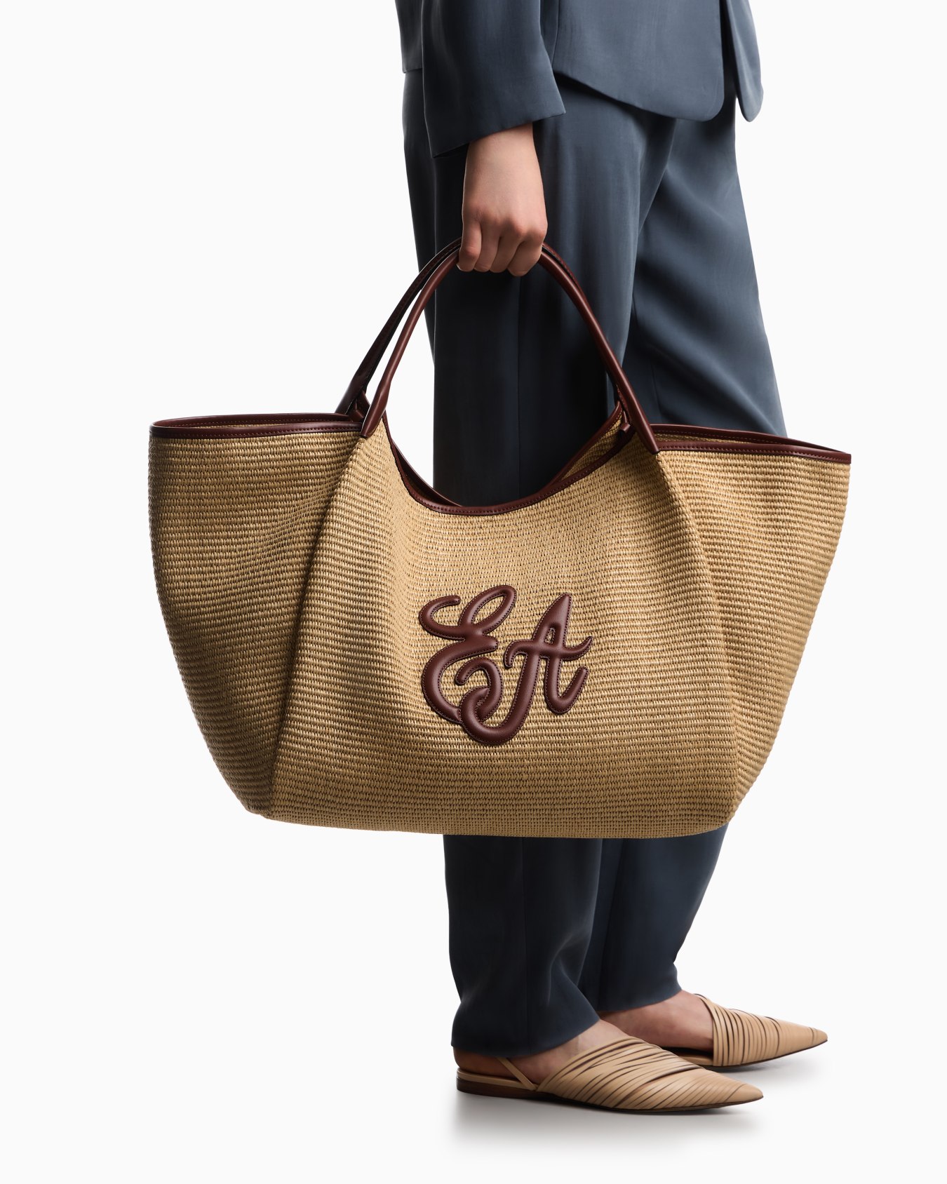 ラージショッパー ウーブンストロー EAロゴ スライドする 5