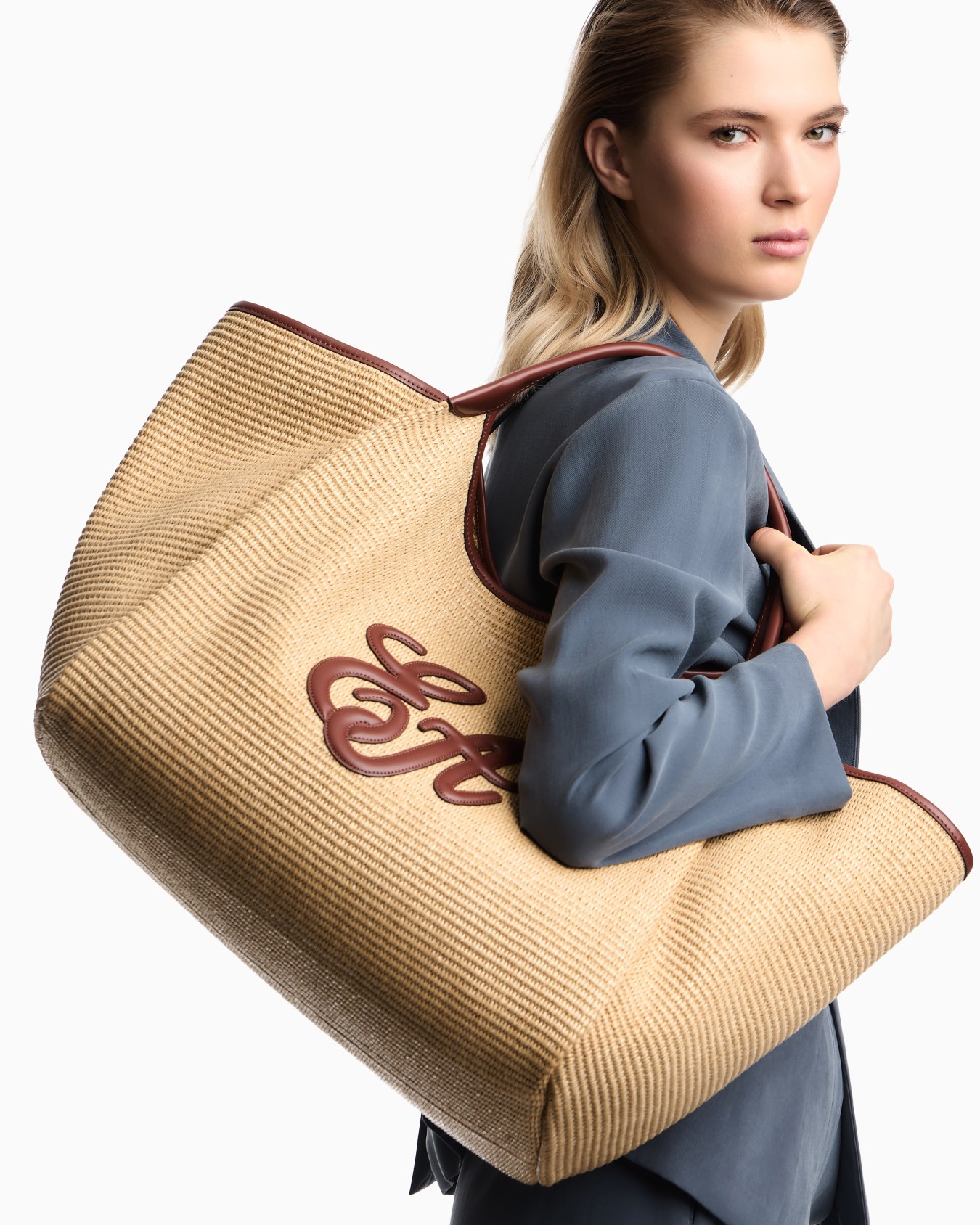 ラージショッパー ウーブンストロー EAロゴ スライドする 6