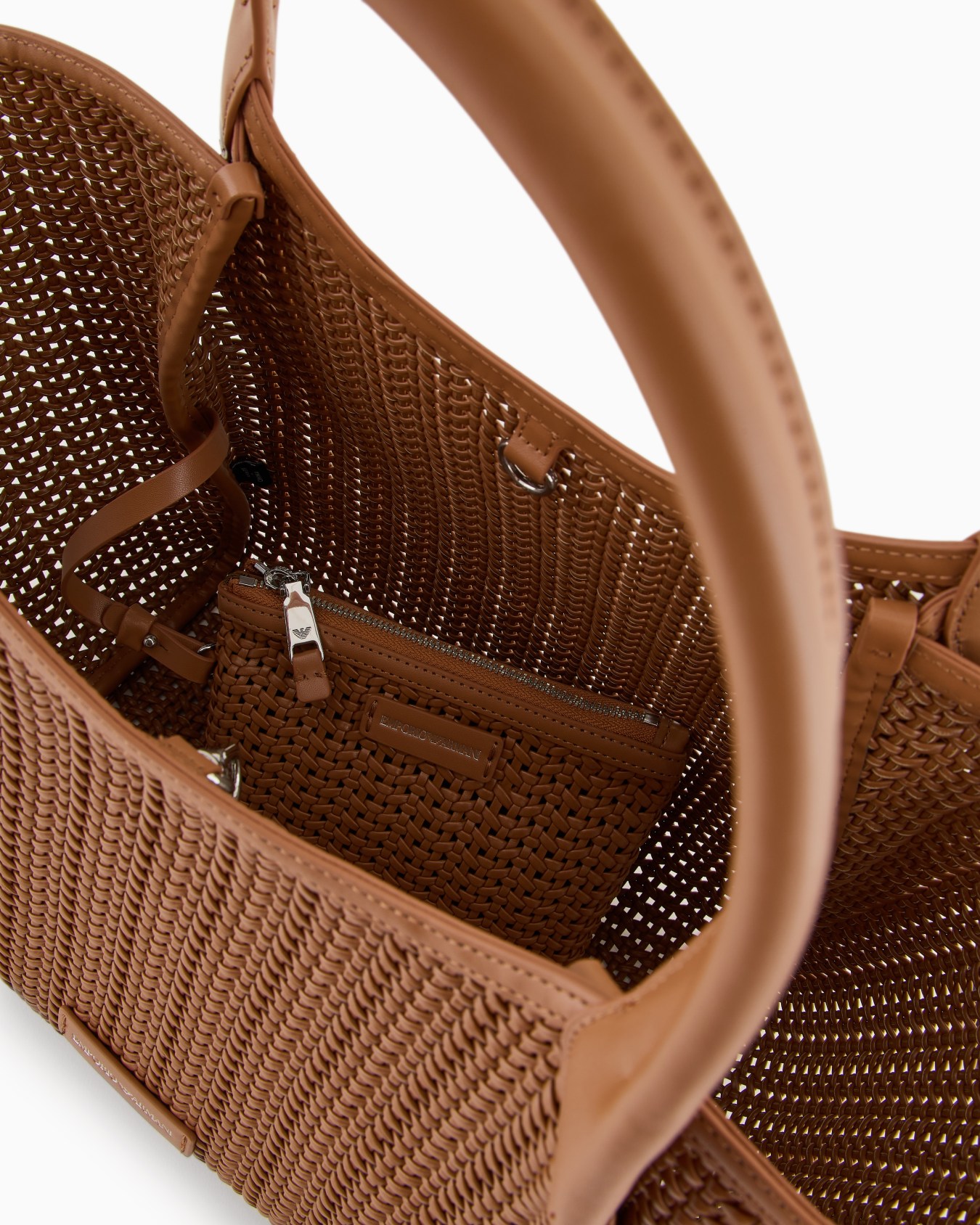 Interwoven shopper bag with logo charm Slide 3