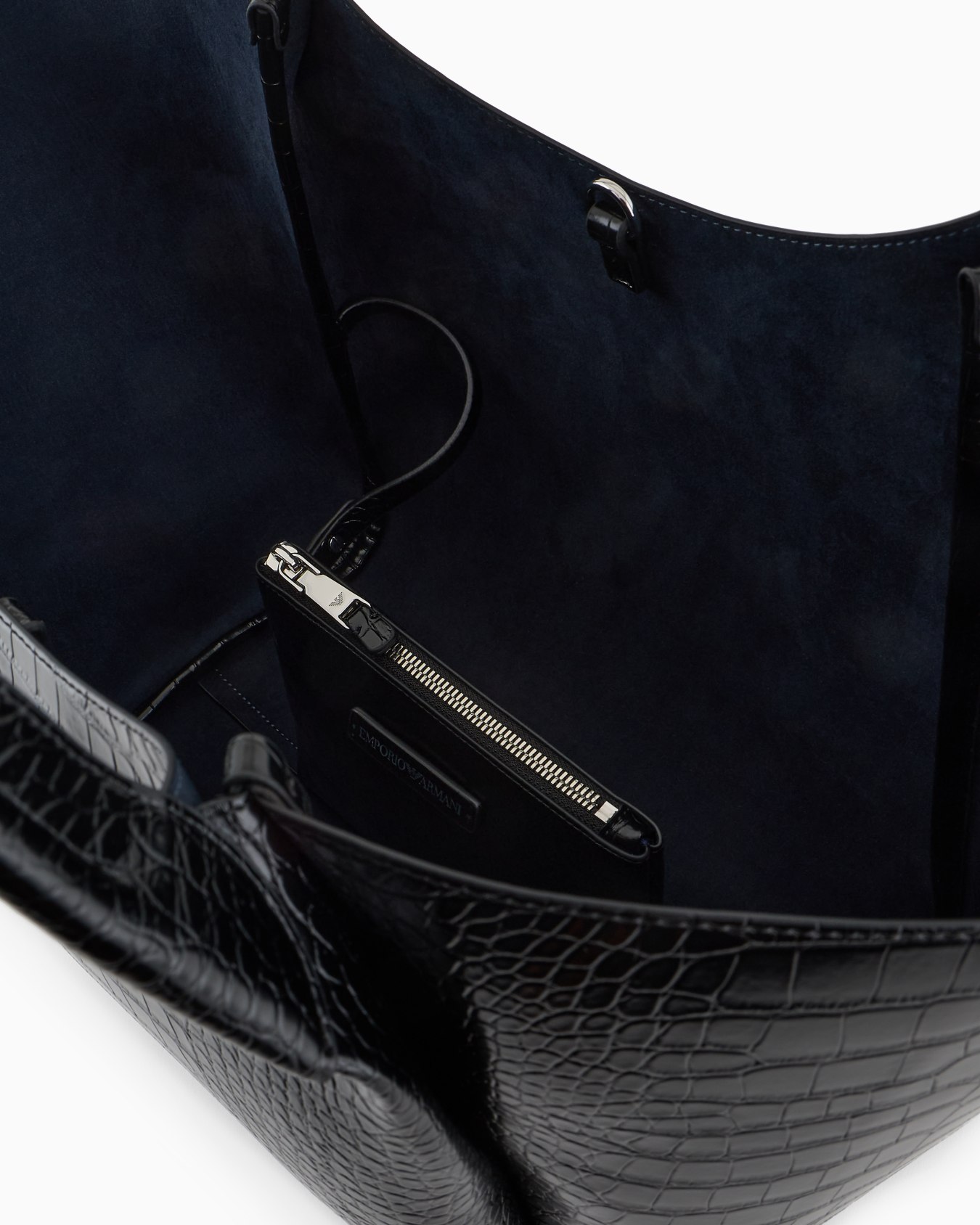 Oversized shopper bag with mock-croc finish and logo charm Slide 3