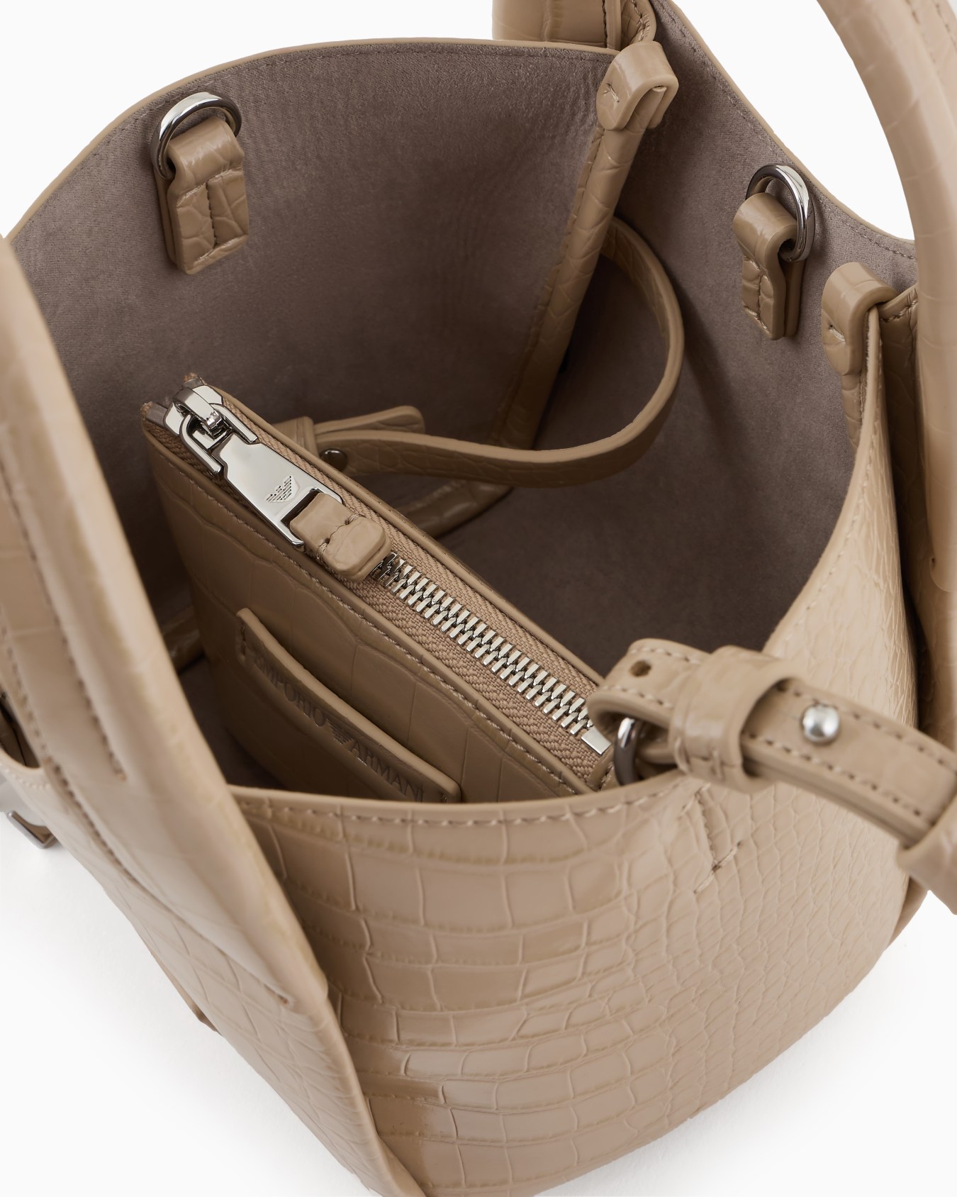Small shopper bag with mock-croc finish and logo charm Slide 3