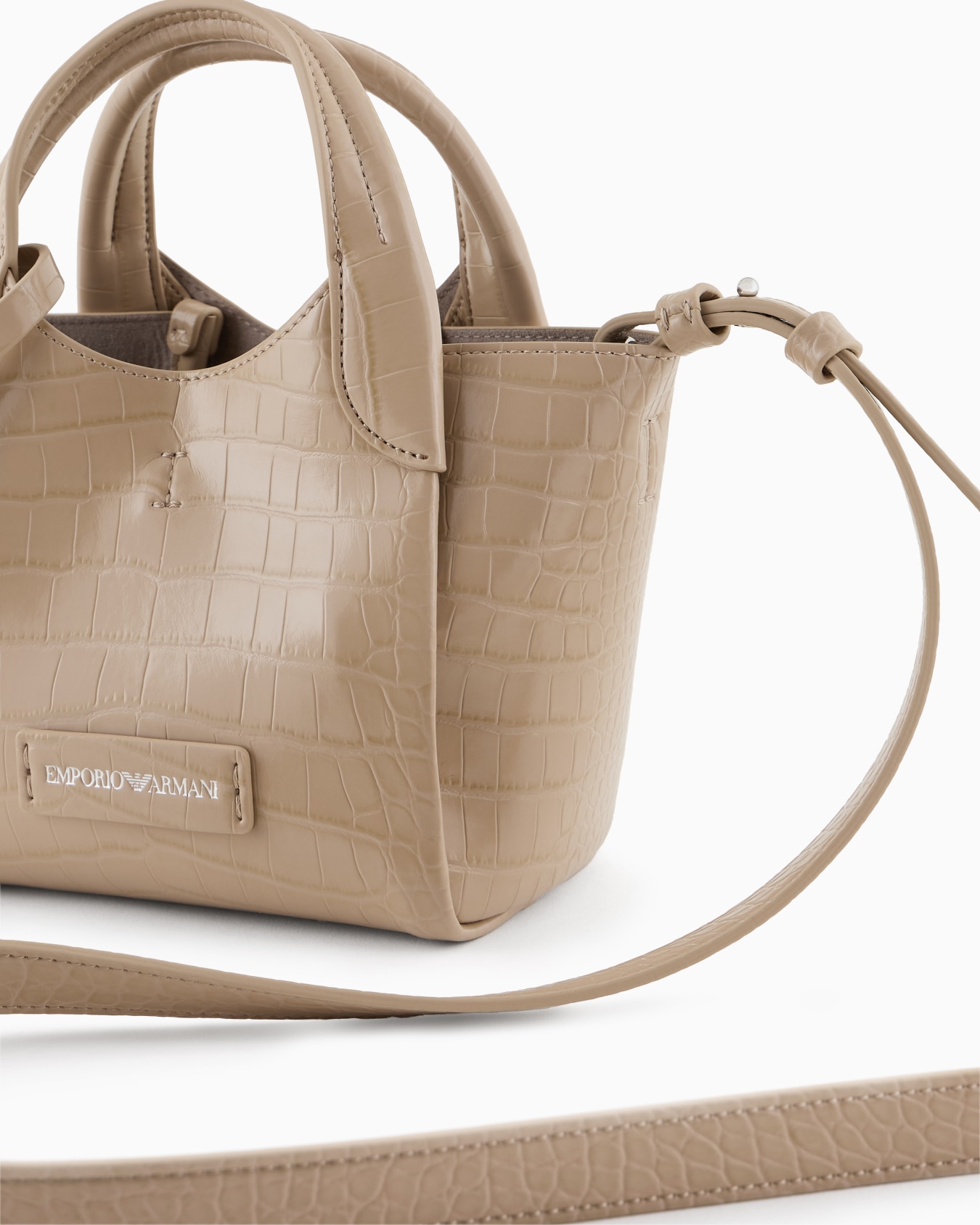 Small shopper bag with mock-croc finish and logo charm Slide 4