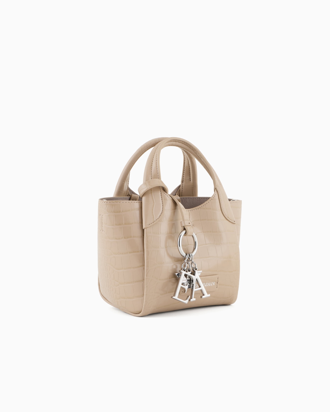 Small shopper bag with mock-croc finish and logo charm Slide 1