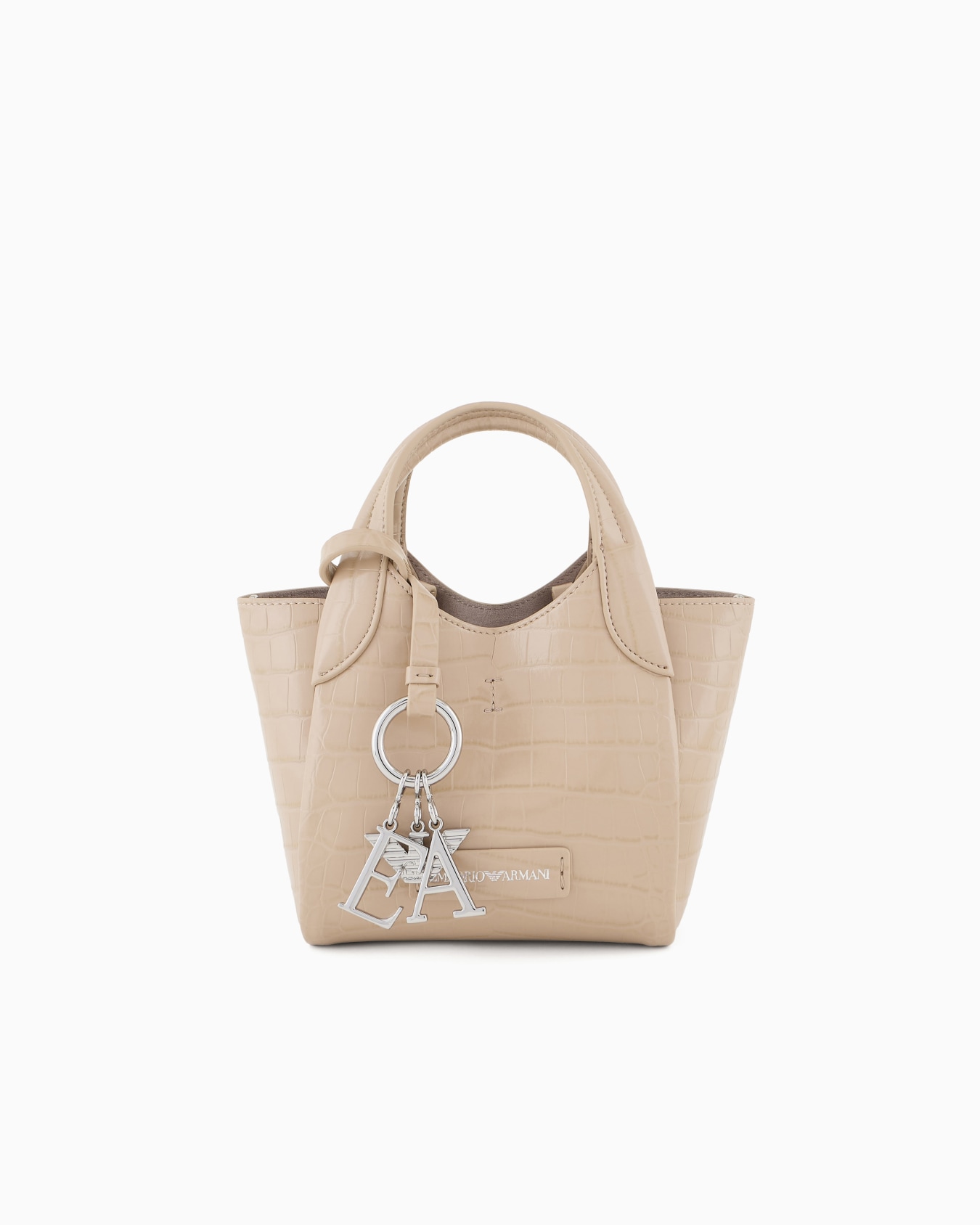 Small shopper bag with mock-croc finish and logo charm Slide 0