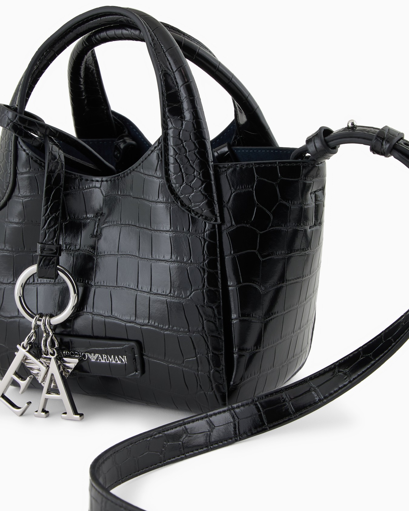 Petit sac cabas avec finition à imprimé crocodile et bijou de sac à logo Diapositive 4