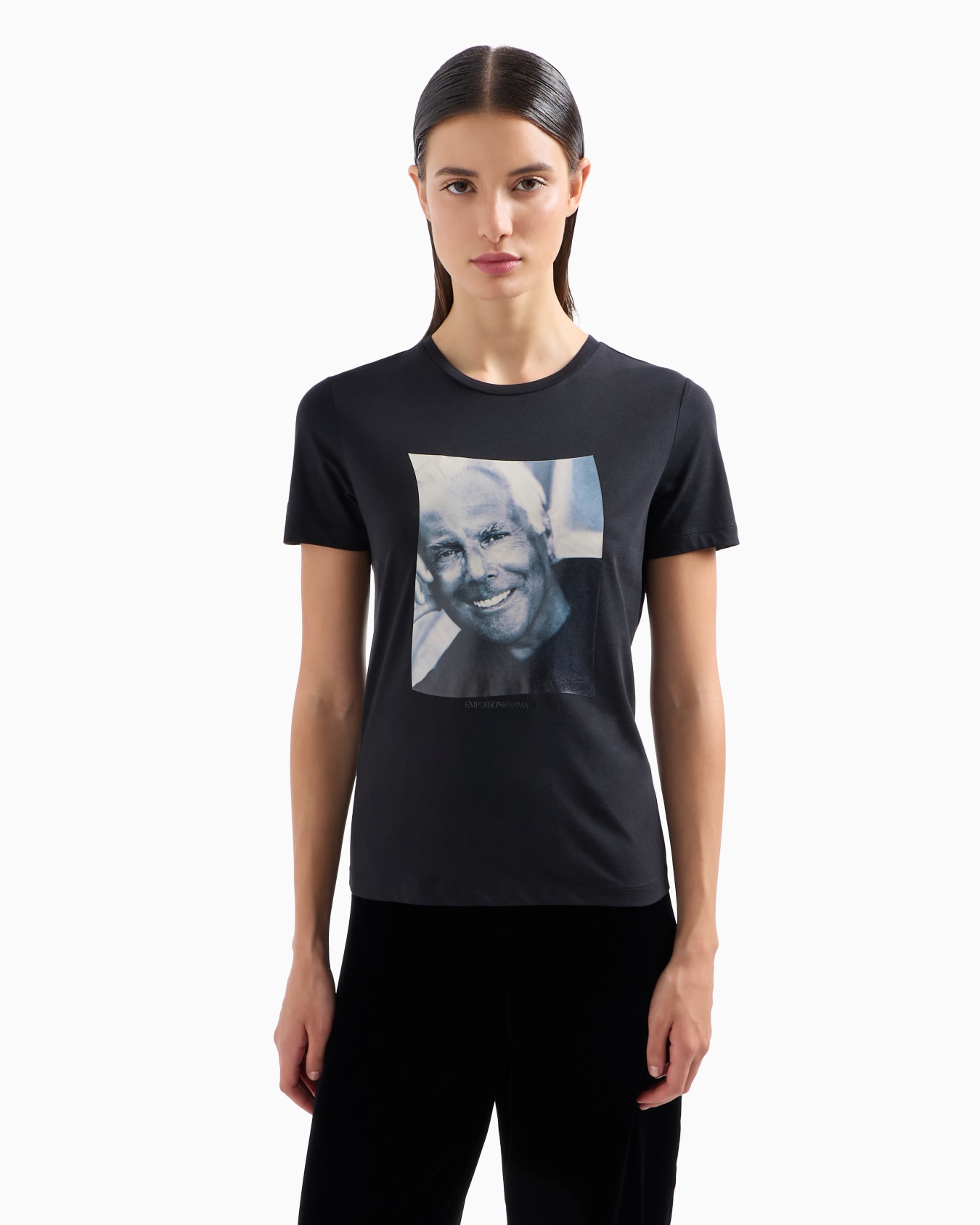 Camiseta de punto Supima con estampado fotográfico Mr Armani Icon Diapositiva 1