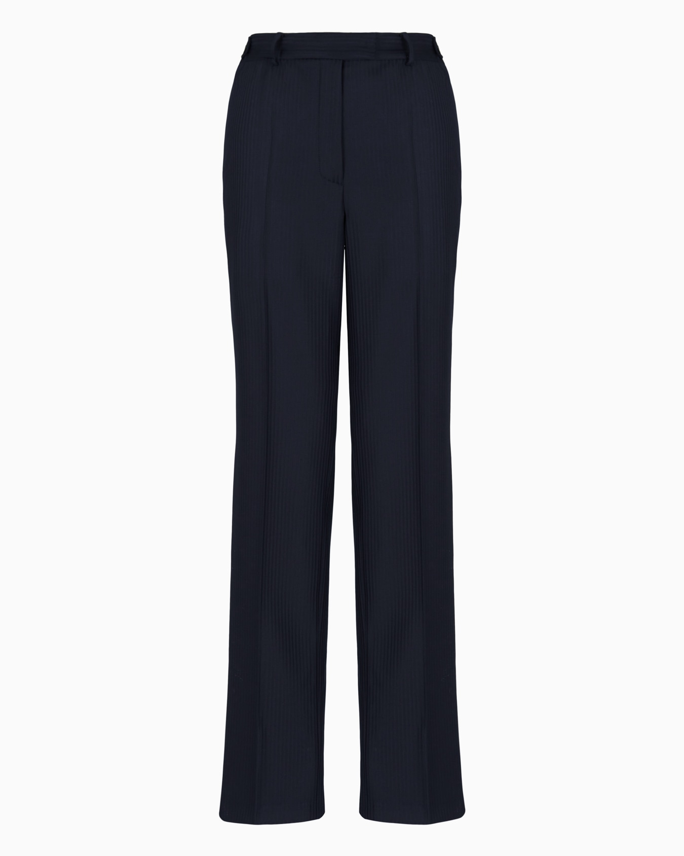 One-pleat wool satin trousers with alternating stripes Slide 0