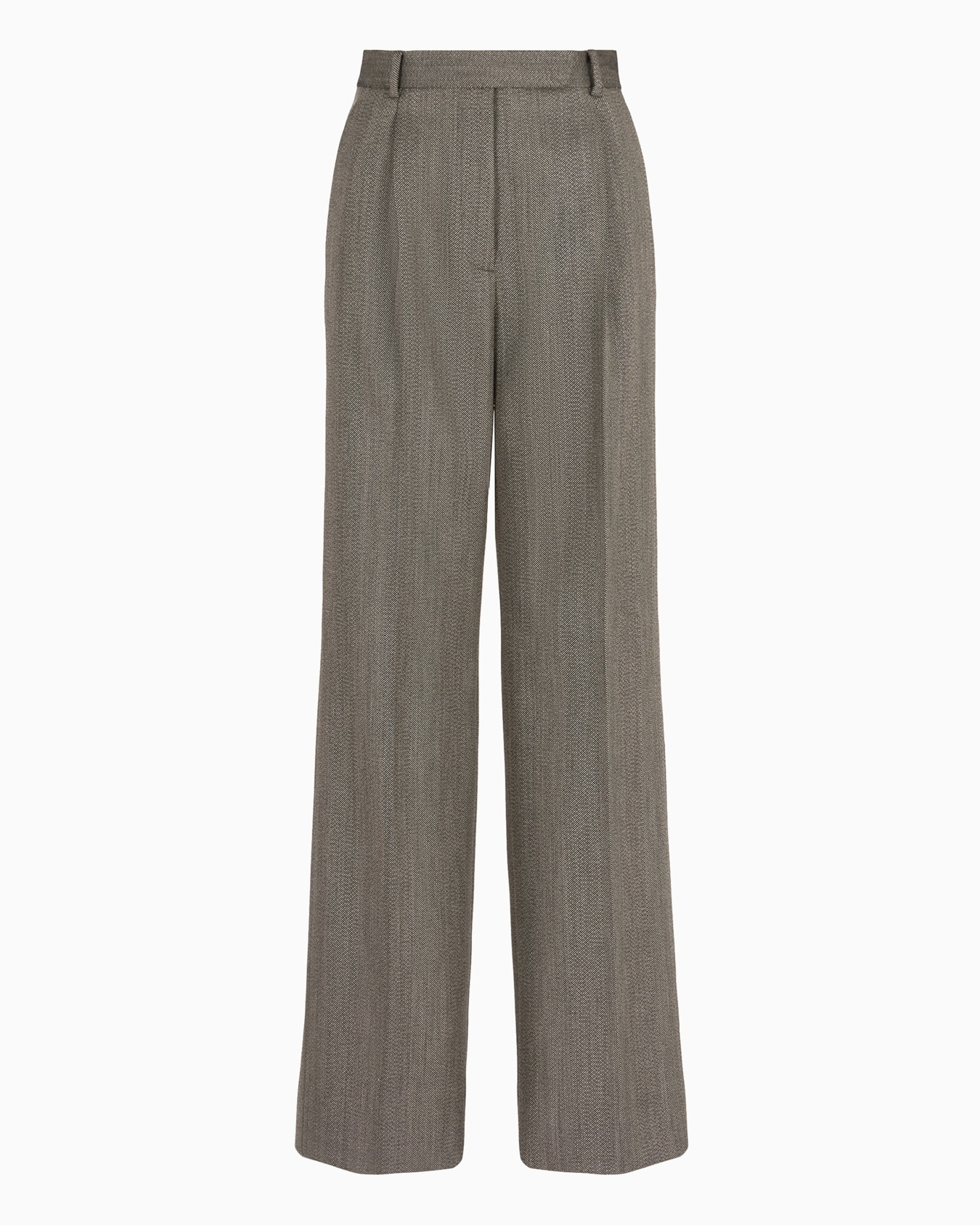 Mouliné wool-blend trousers with darts and chevron motif Slide 0