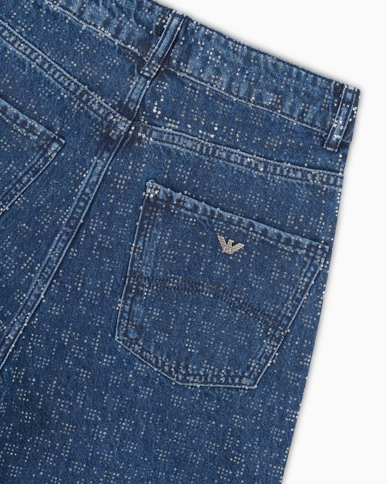 J4G high-rise wide-leg denim jeans with all-over rhinestones Slide 5