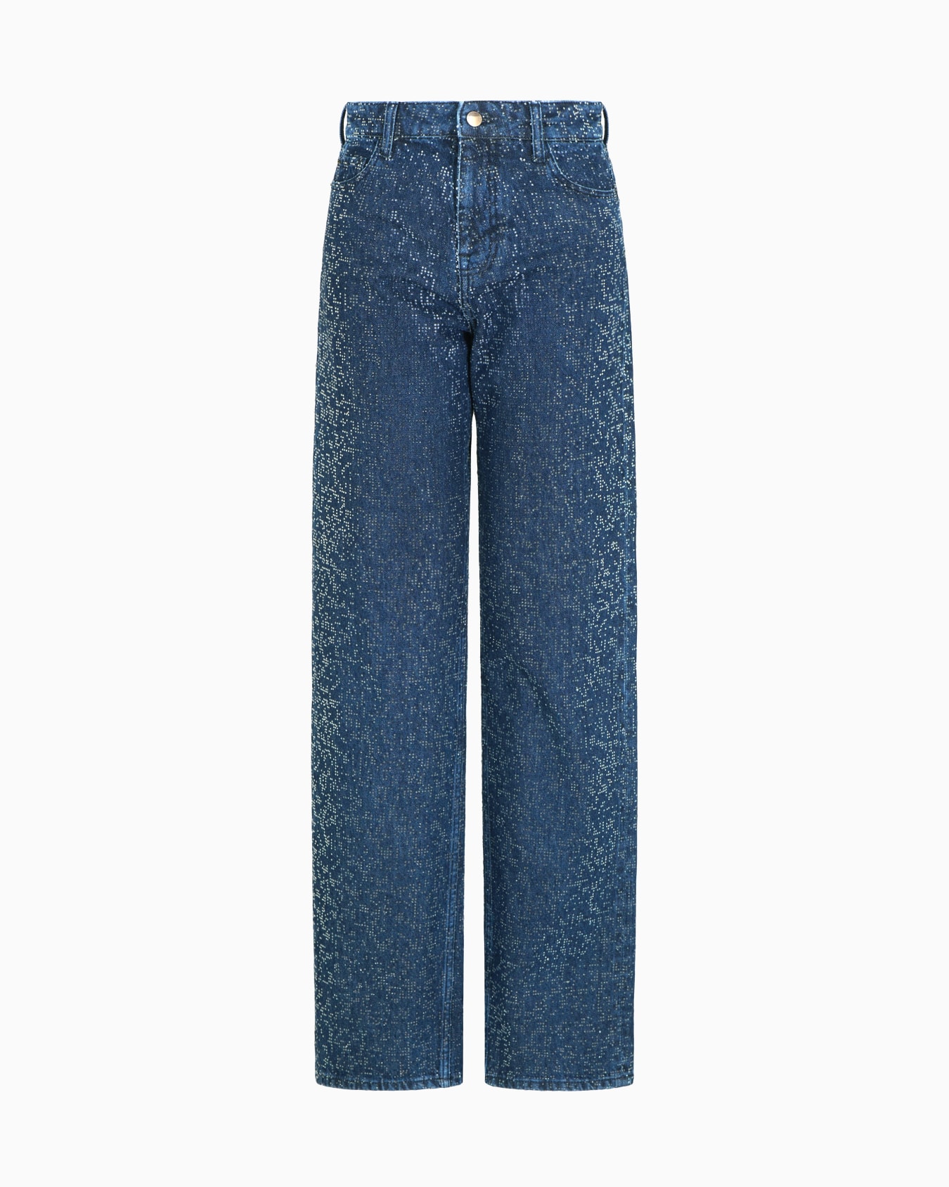 J4G high-rise wide-leg denim jeans with all-over rhinestones Slide 0