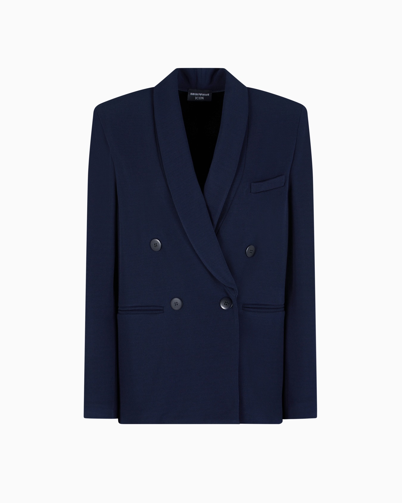 Icon compact piqué double-breasted blazer Slide 0