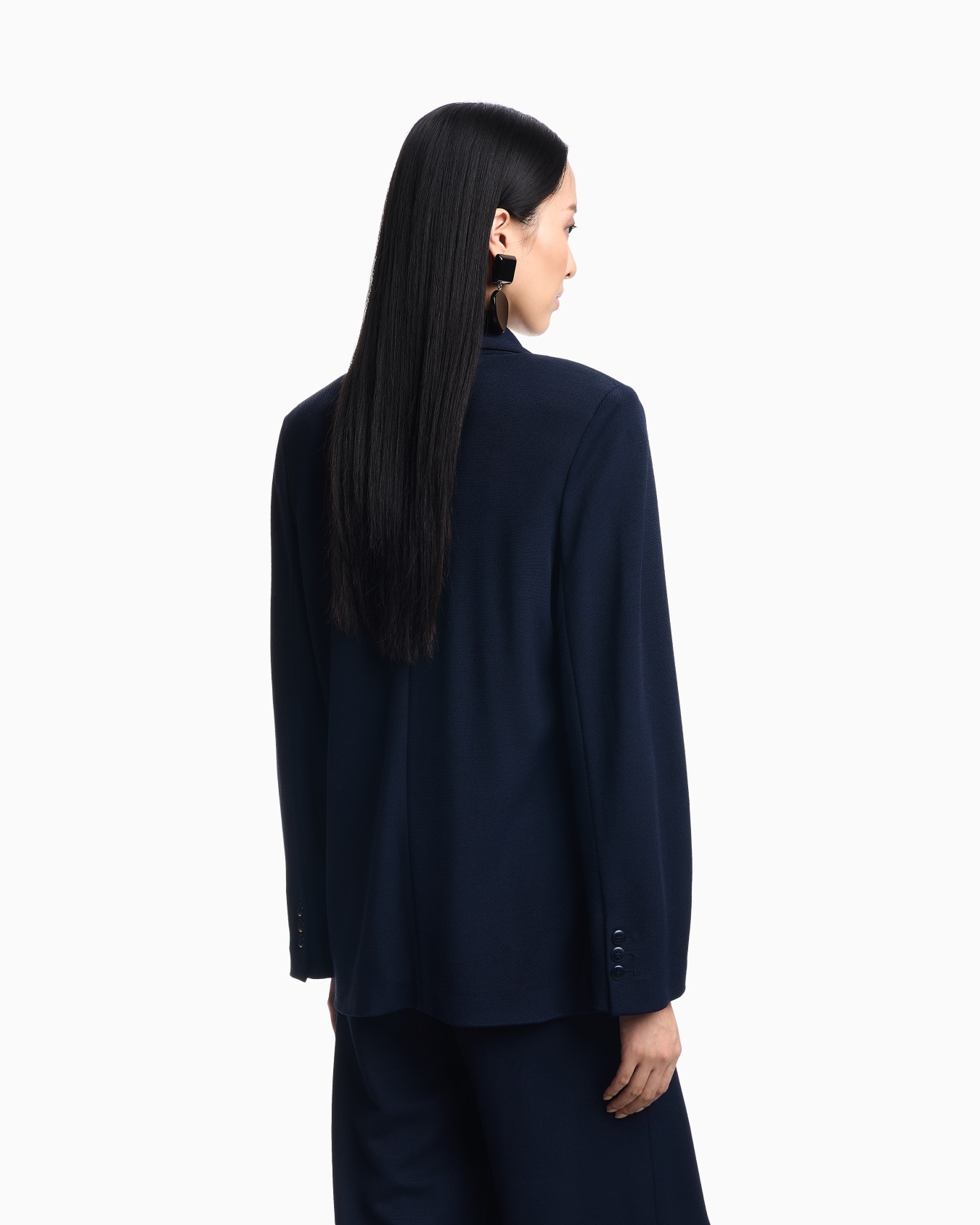 Icon compact piqué double-breasted blazer Slide 2