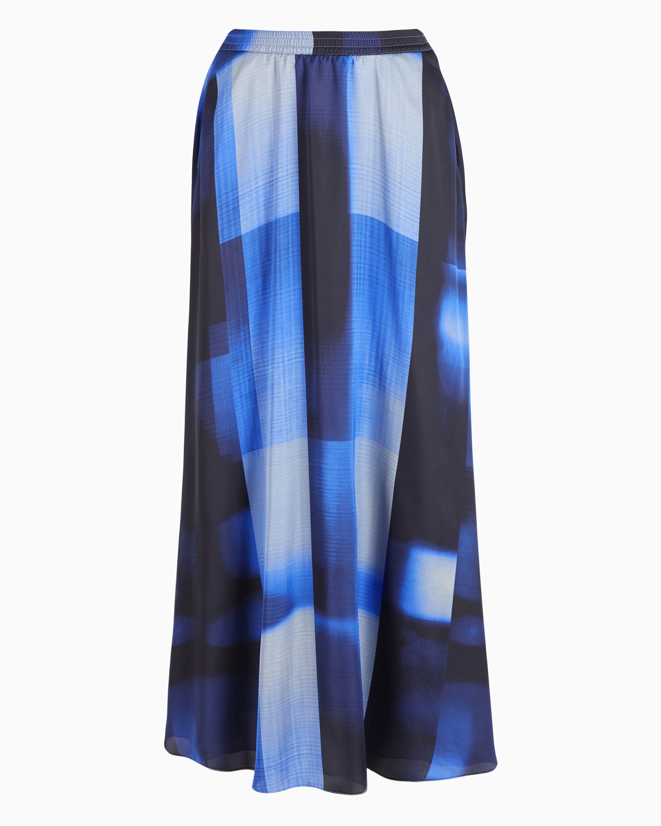 Long skirt in a check-print satin with multicolour shading Slide 0