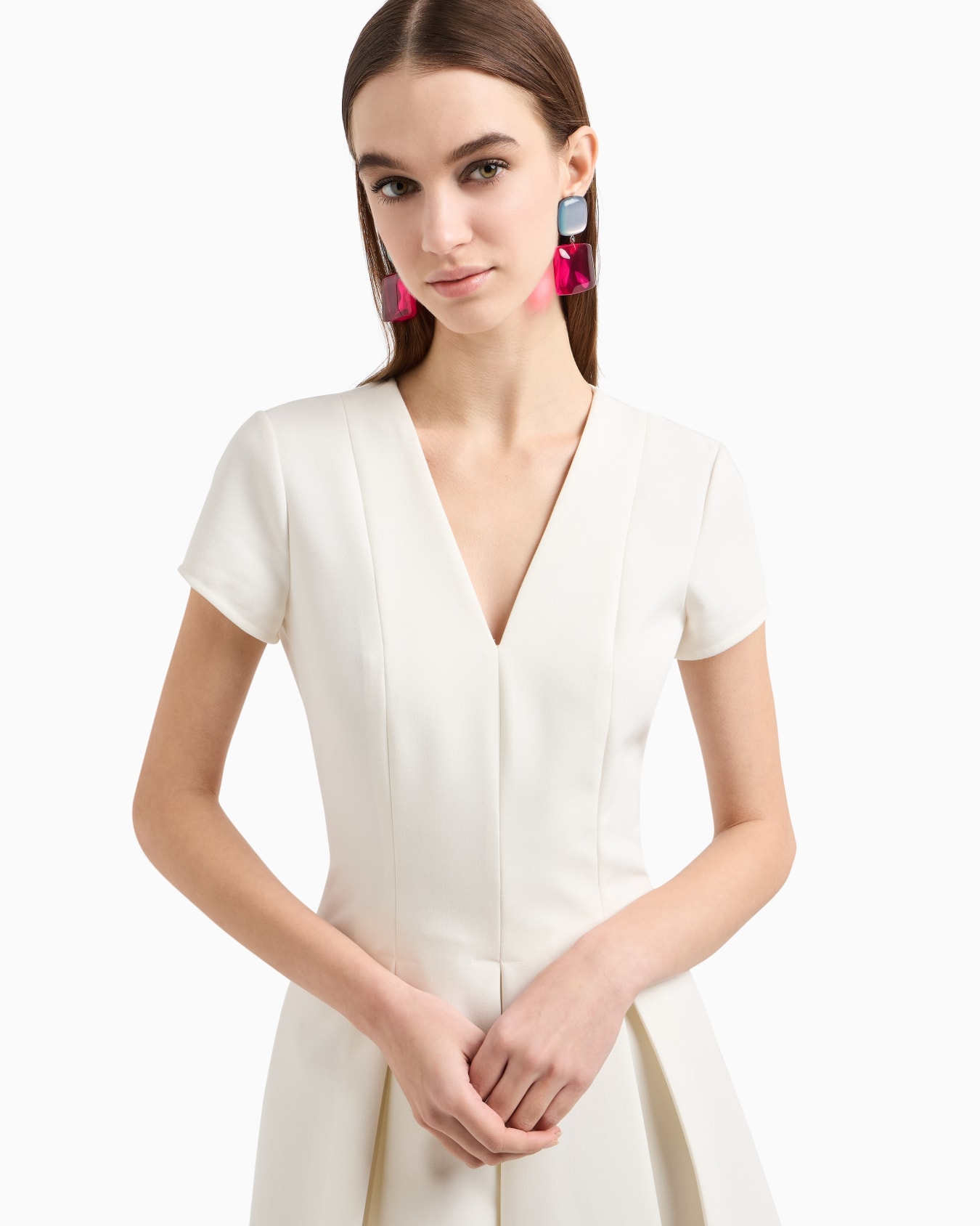 US Exclusive flared dress with godet pleats Diapositiva 3