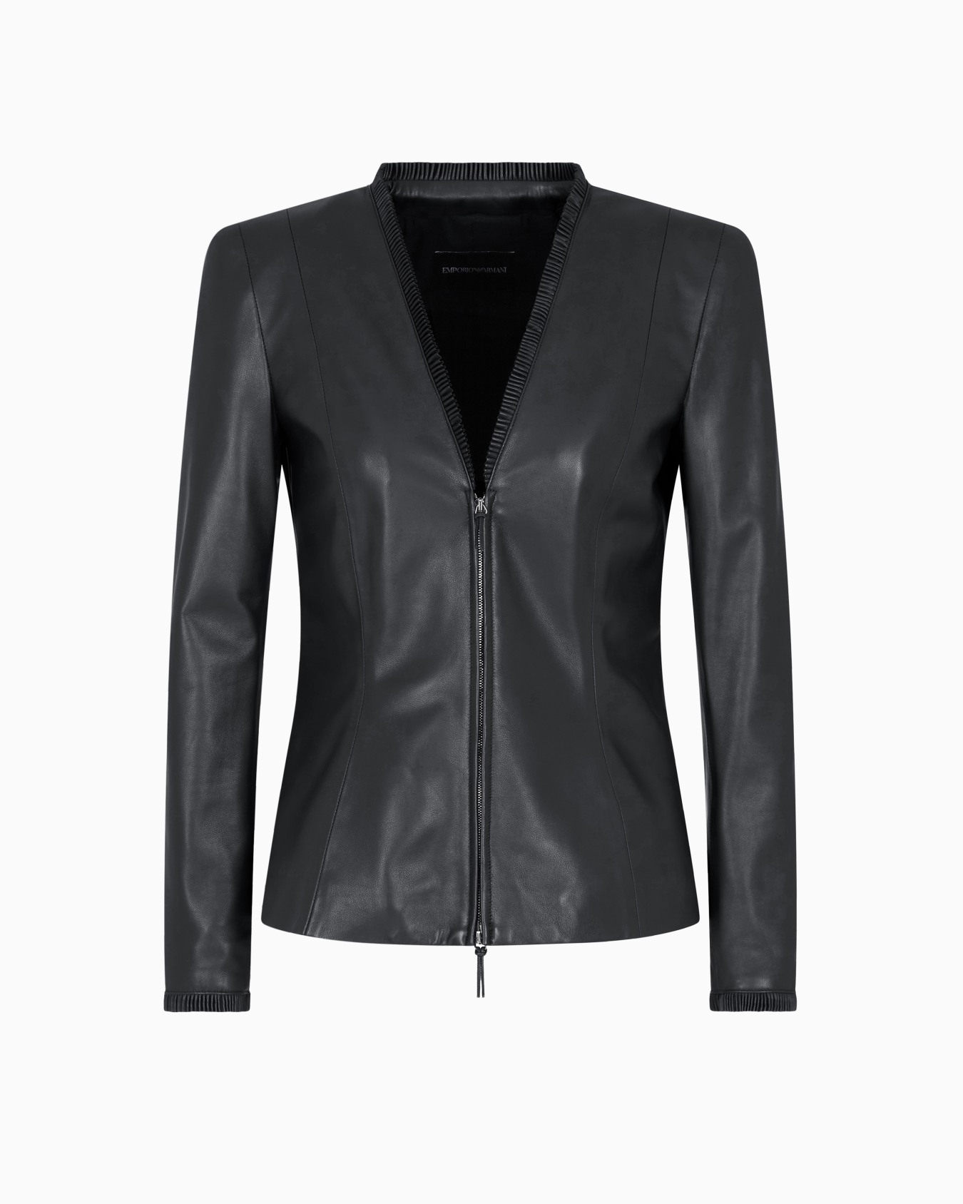 Glove-quality, lambskin nappa leather slim-fit jacket Slide 0