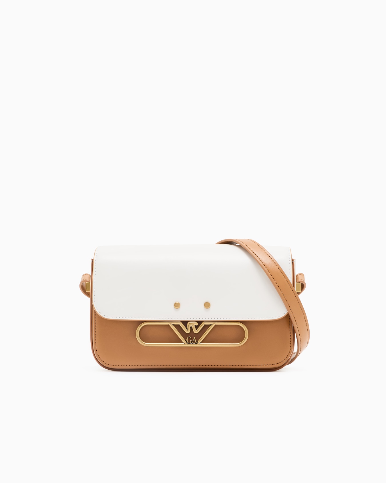 Leather shoulder bag with metal eagle logo Slide 0