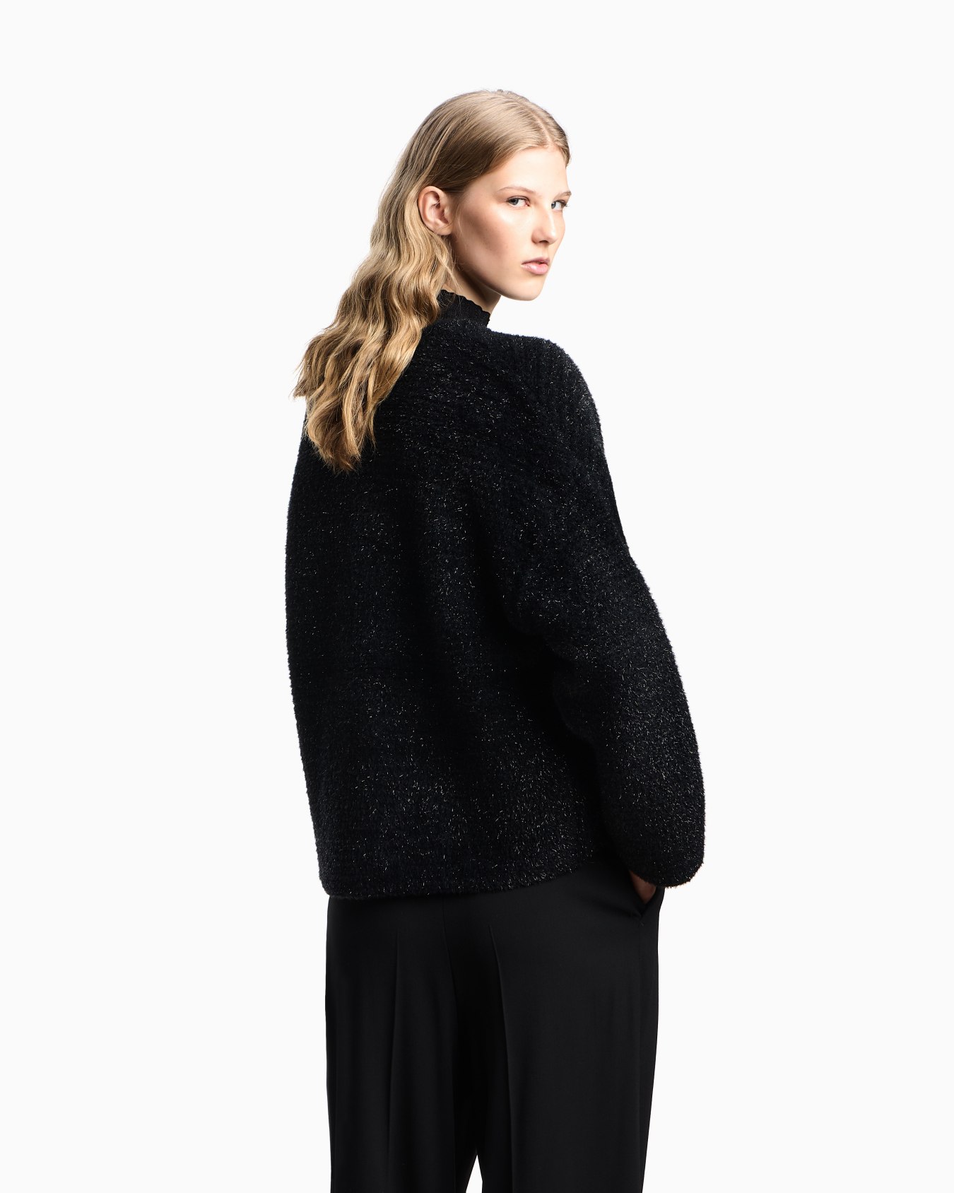 Double-breasted cardigan in a lurex links-stitch knit Slide 2