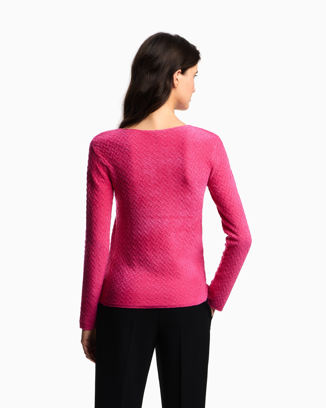Chenille jumper with embossed irregular chevron motif Slide 2
