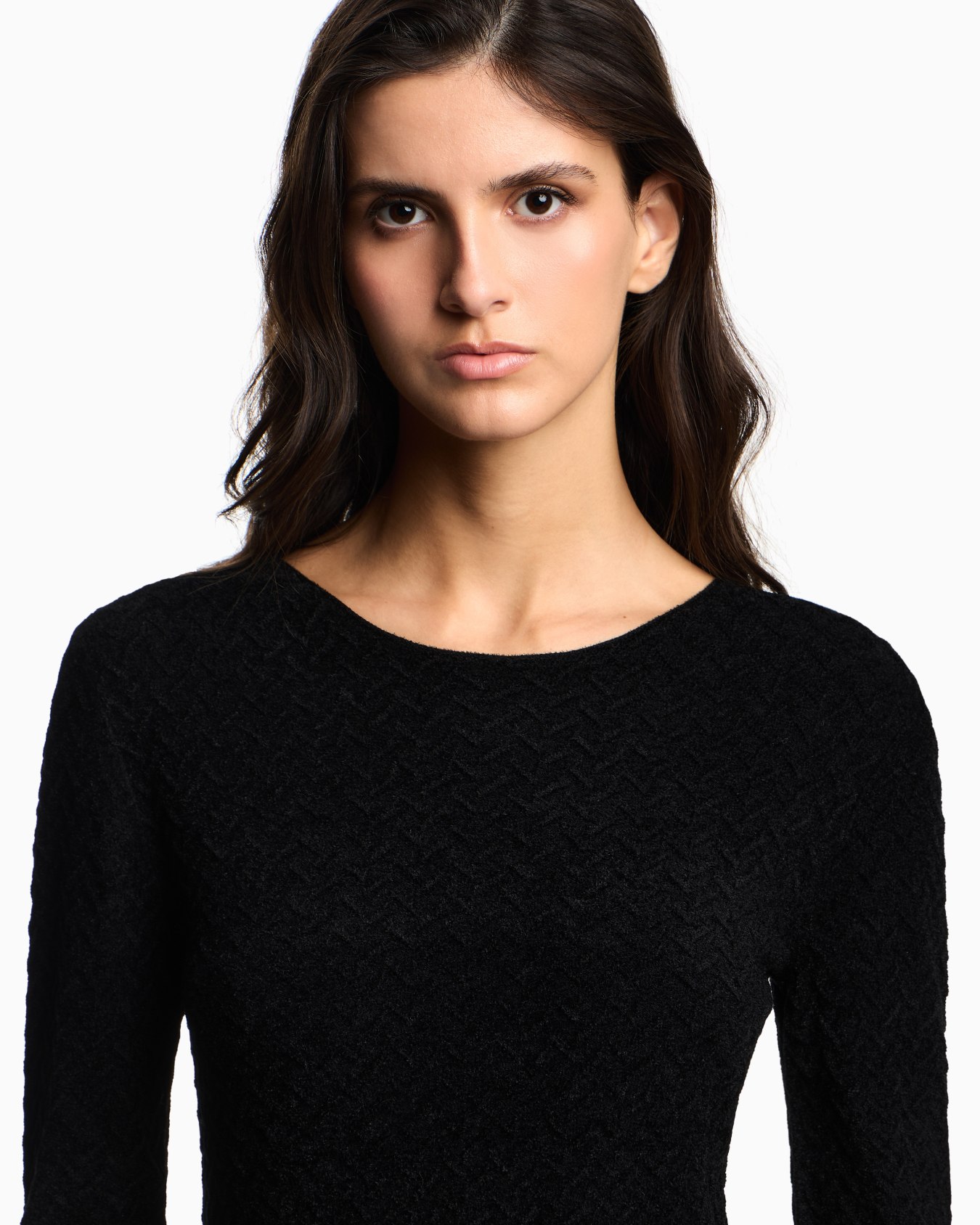 Chenille jumper with embossed irregular chevron motif Slide 4
