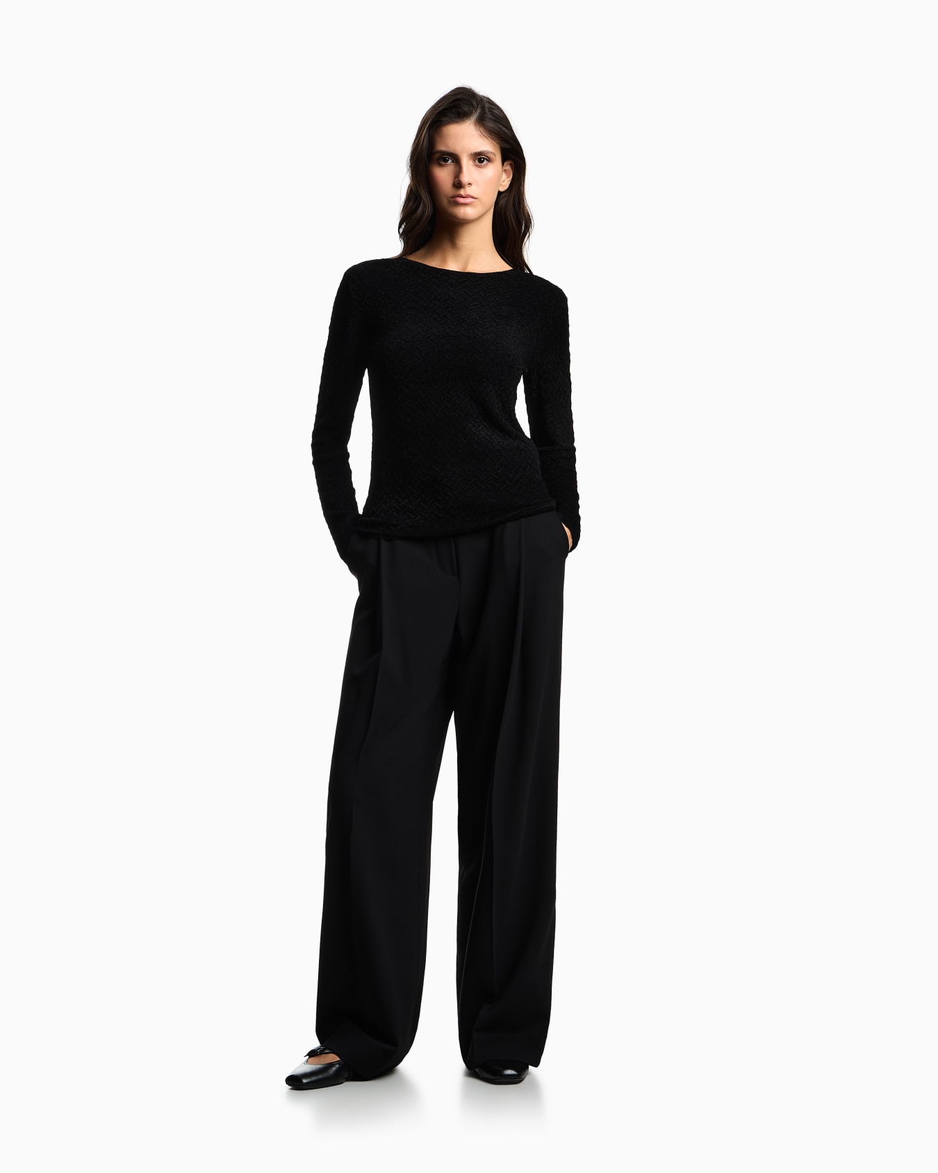 Chenille jumper with embossed irregular chevron motif Slide 1
