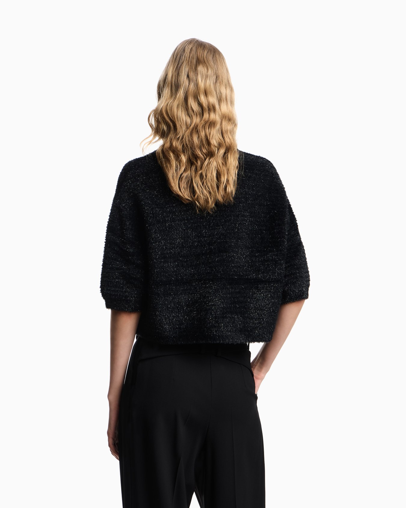Short-sleeved jumper in a lurex links-stitch knit Slide 2
