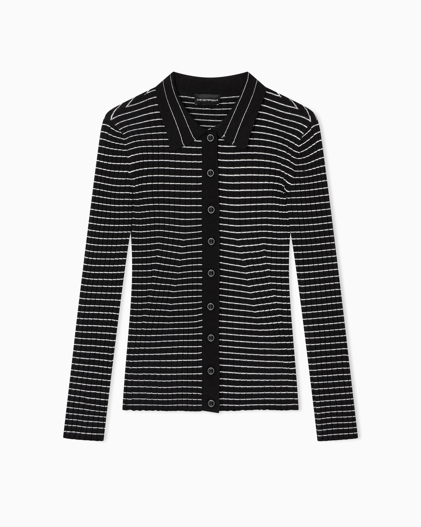 Ribbed cardigan with striped motif Slide 0