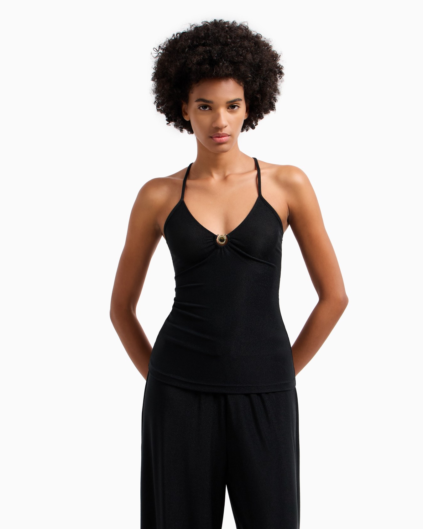 Beachwear top with logo ring detail Slide 1