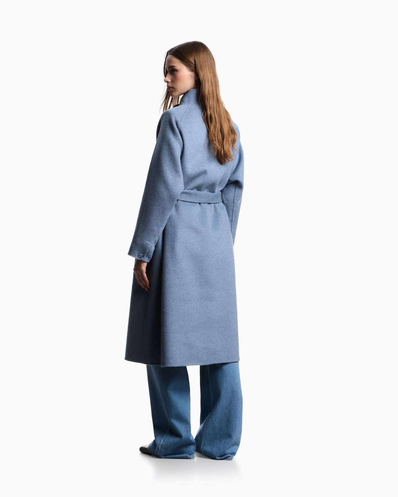 Manteau à col montant avec ceinture assortie en laine mélangée Diapositive 2