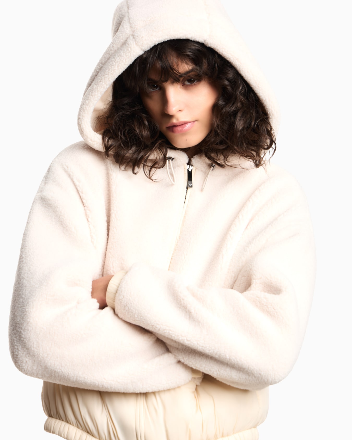 Sherpa blouson with hood and zip Slide 4