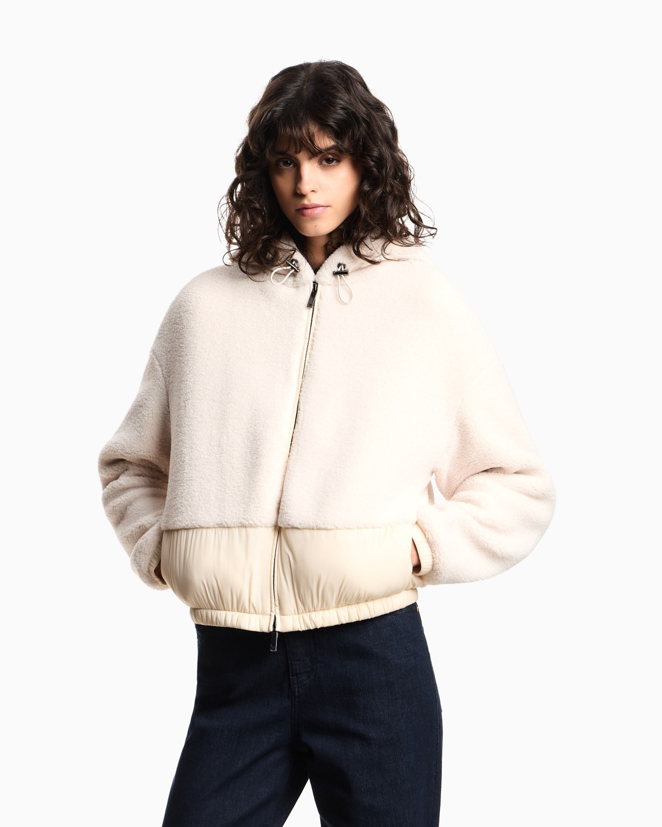 Sherpa blouson with hood and zip Slide 3