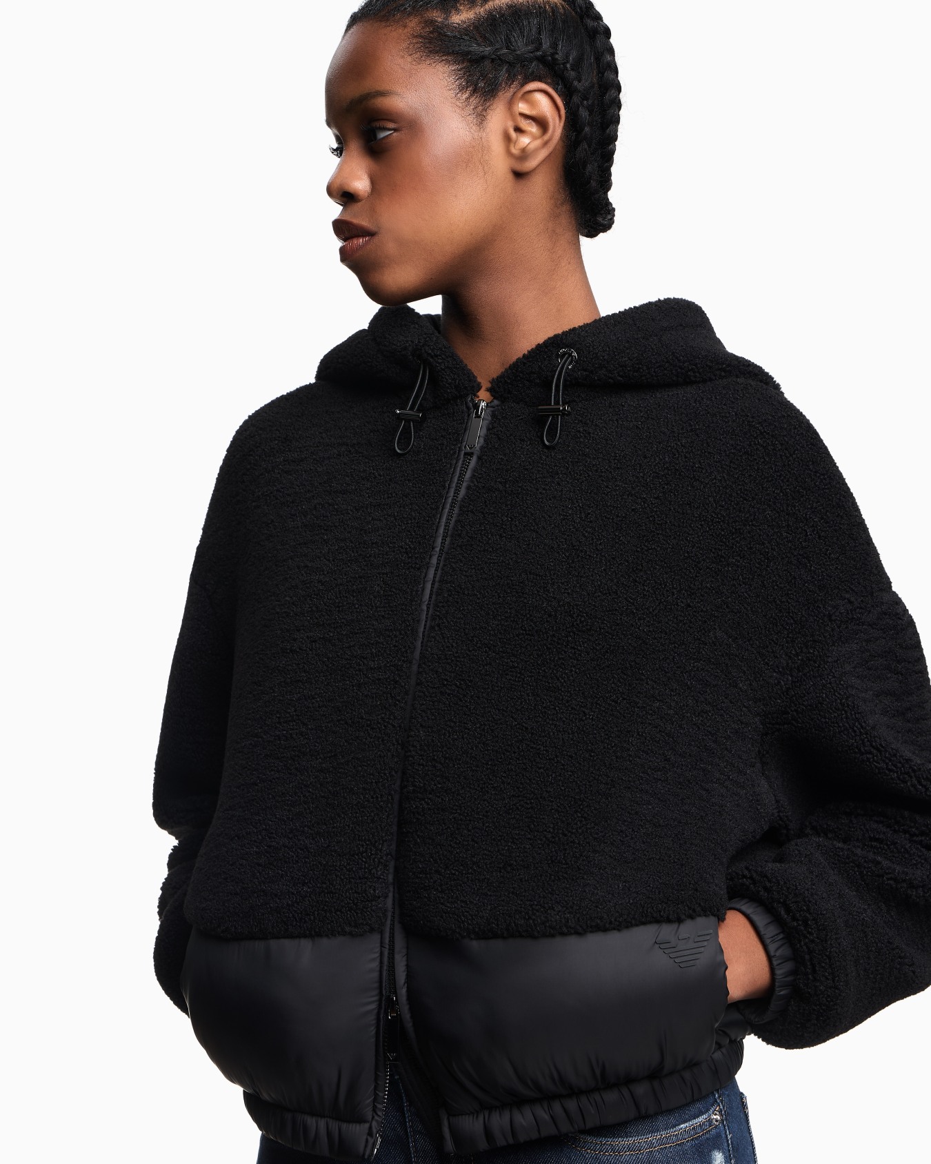 Blouson con zip e cappuccio in sherpa Slide 5