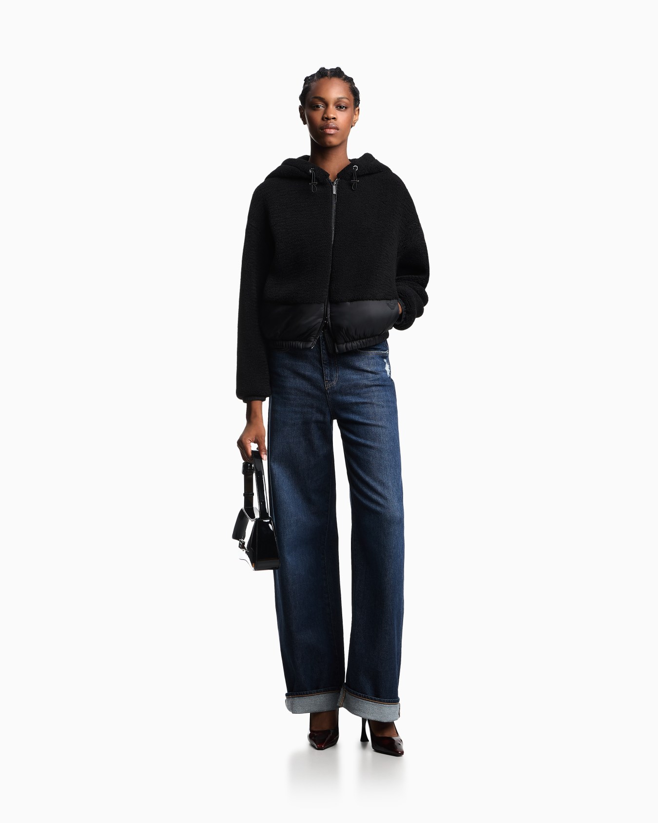 Blouson con zip e cappuccio in sherpa Slide 2
