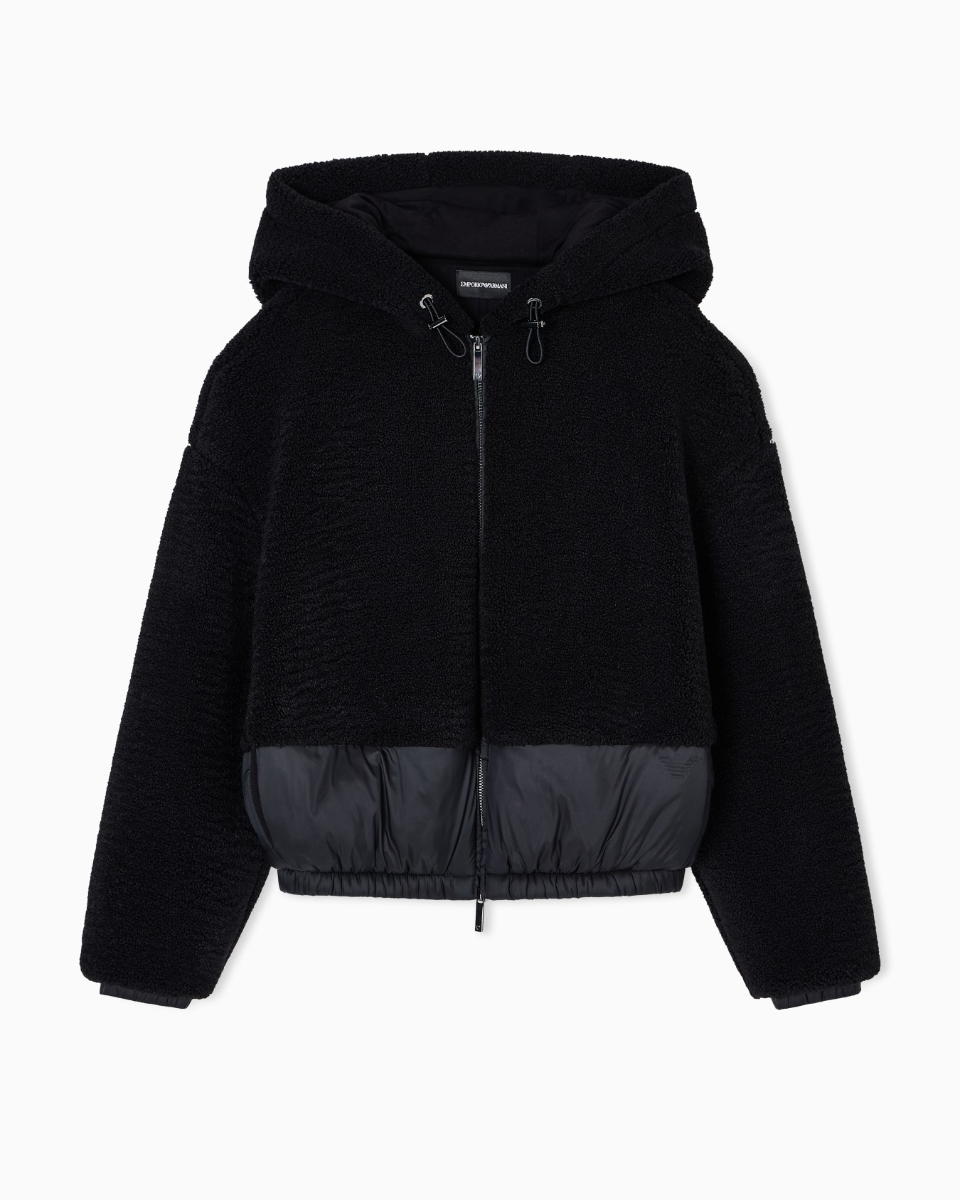 Blouson con zip e cappuccio in sherpa Slide 0