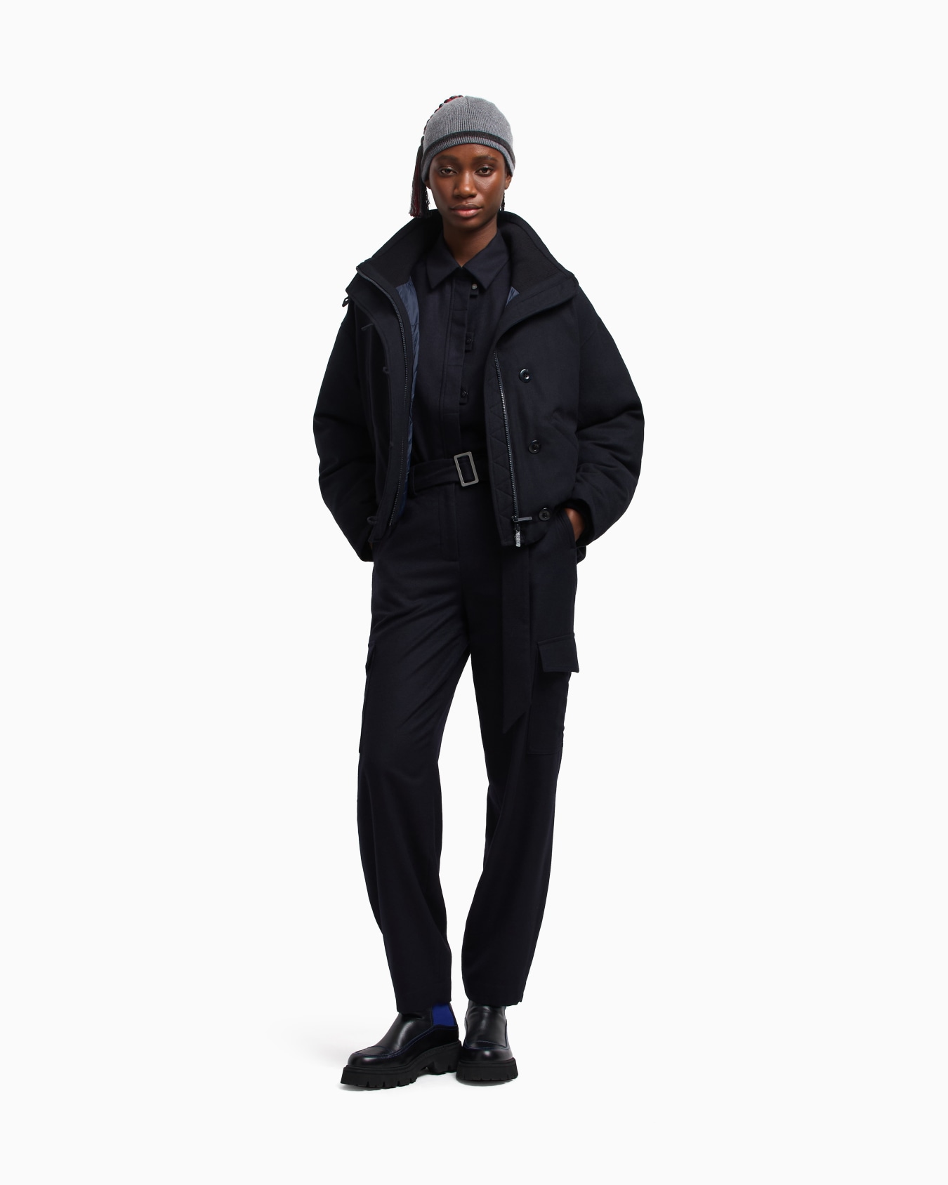 Winter Urbanism capsule collection padded blouson in a virgin wool-blend cloth Slide 2