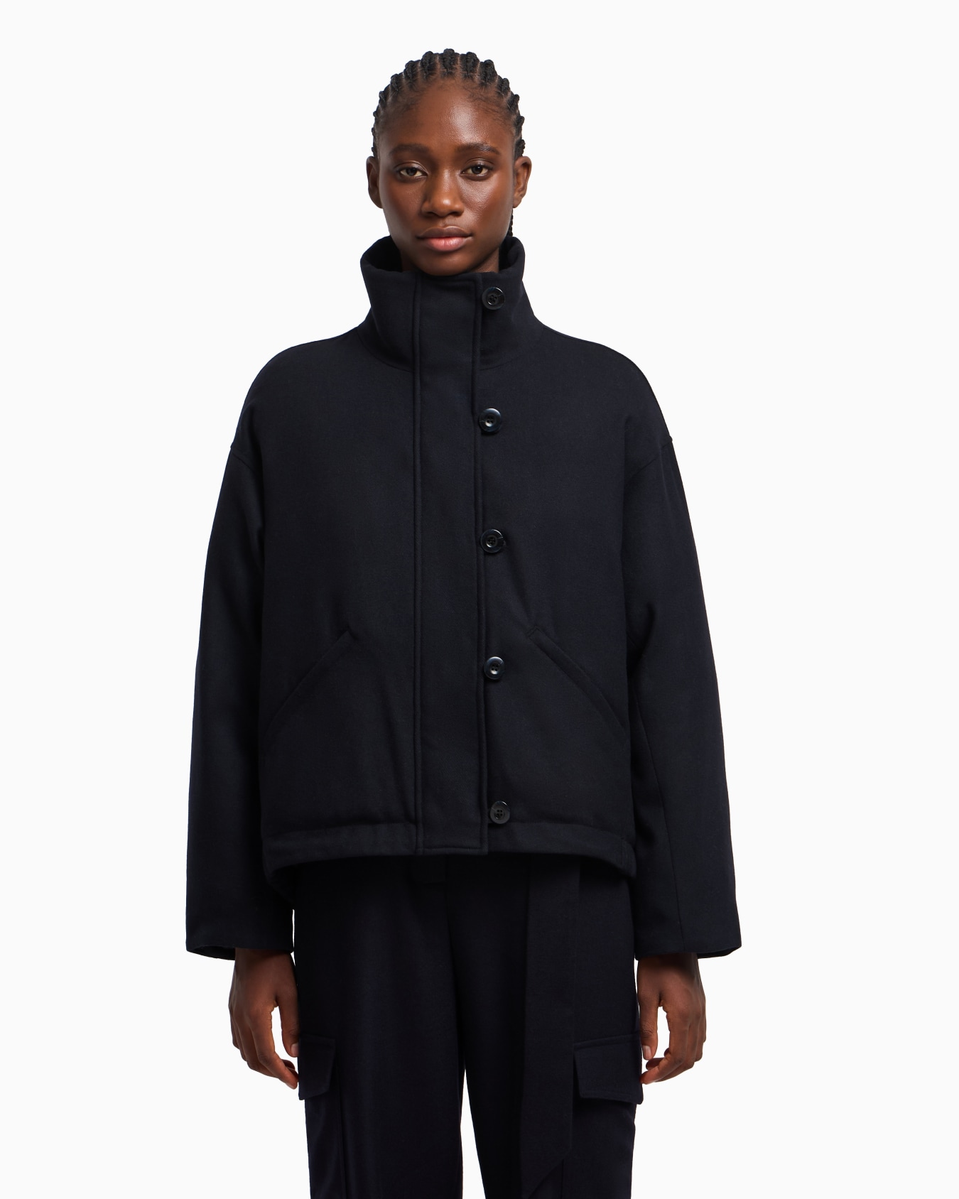 Winter Urbanism capsule collection padded blouson in a virgin wool-blend cloth Slide 4