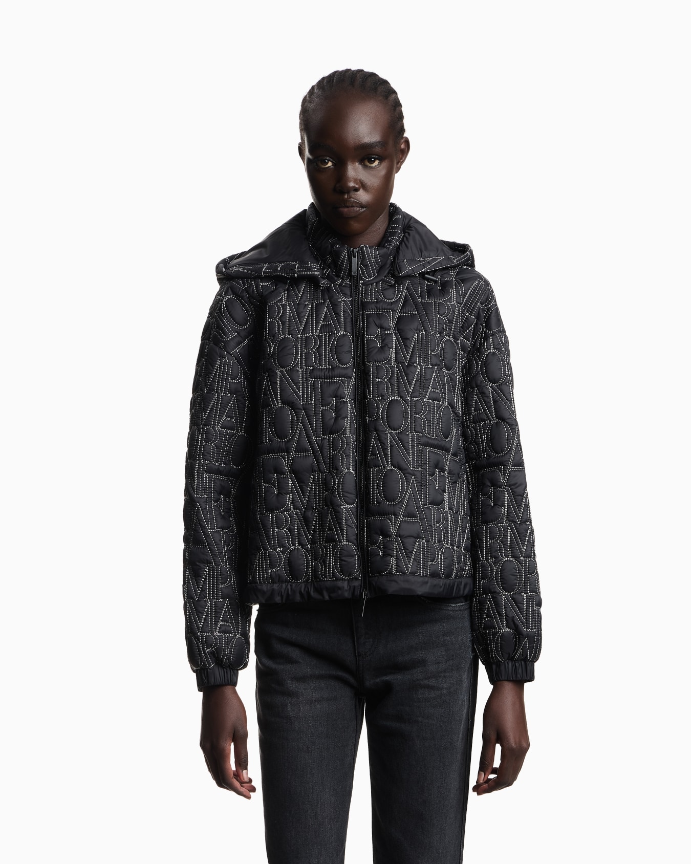 ASV nylon blouson with detachable hood and all-over embroidery Slide 3