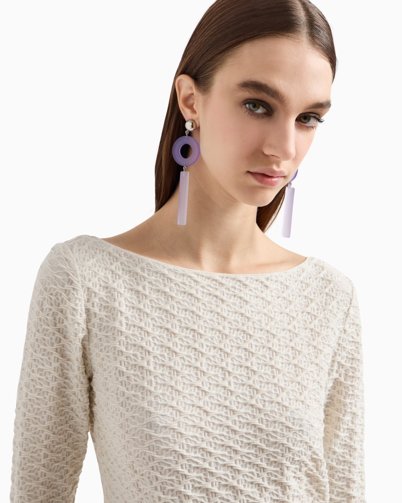 Jacquard jersey jumper with embossed pattern Slide 4